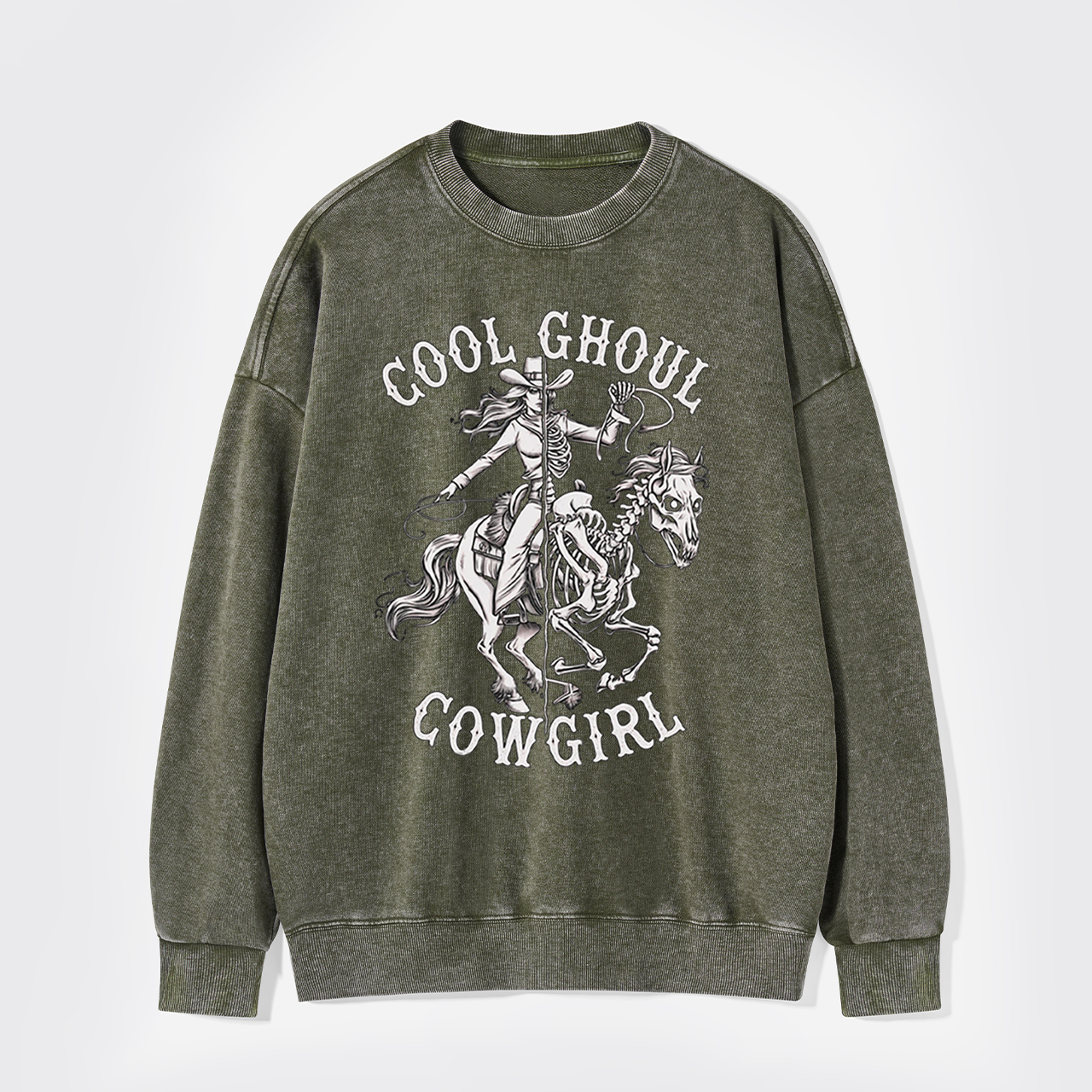 Halloween Cool Ghoul Cowgirl Washed Sweatshirts