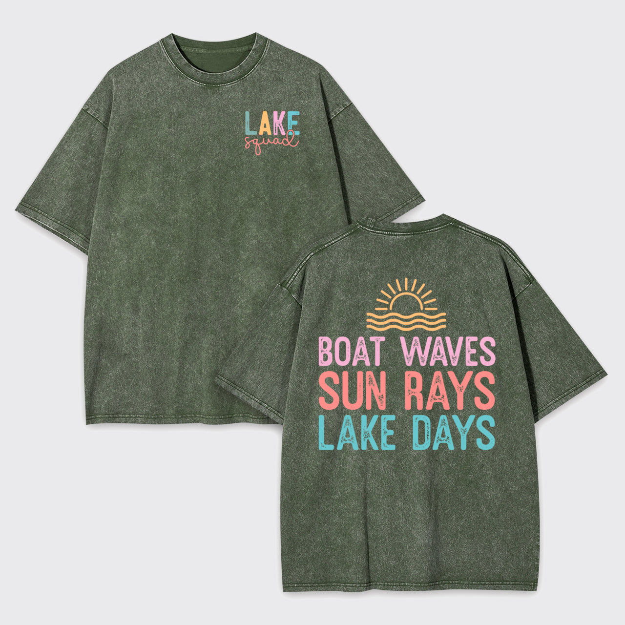 Lake Squad, Boat Waves Sun Rays Lake Days Garment-dye Tees