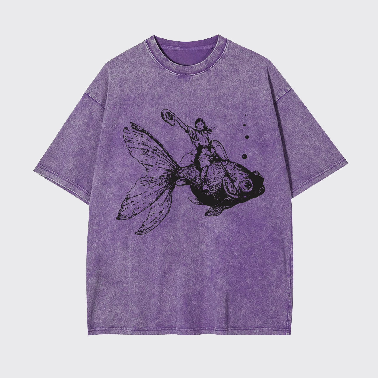 Goldfish-Riding Cowgirl Garment-dye Tees