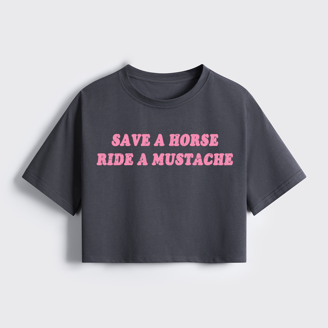 Save A Horse Ride A Mustache Cropped Boxy Tee