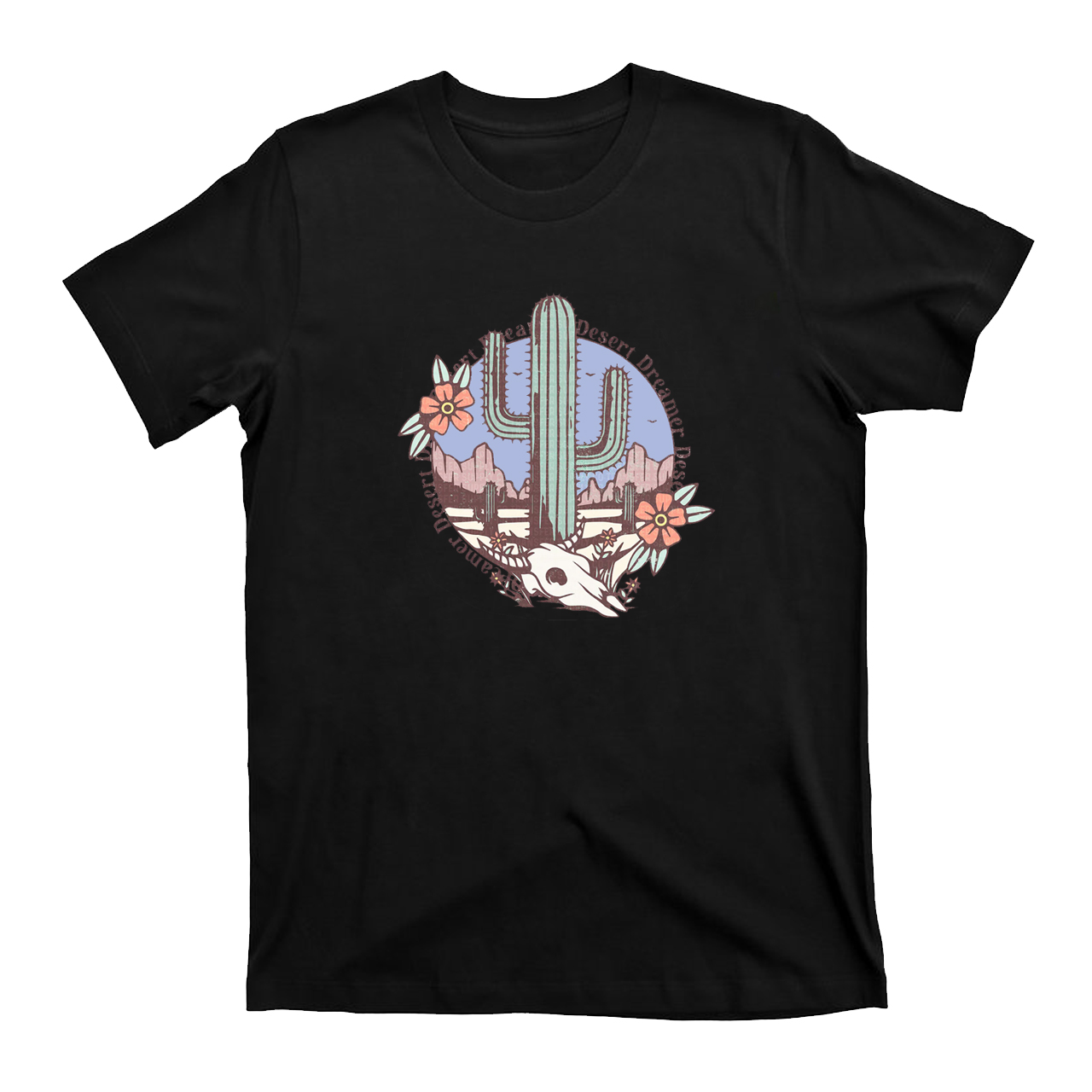 Western Cactus Skull Desert T-Shirts