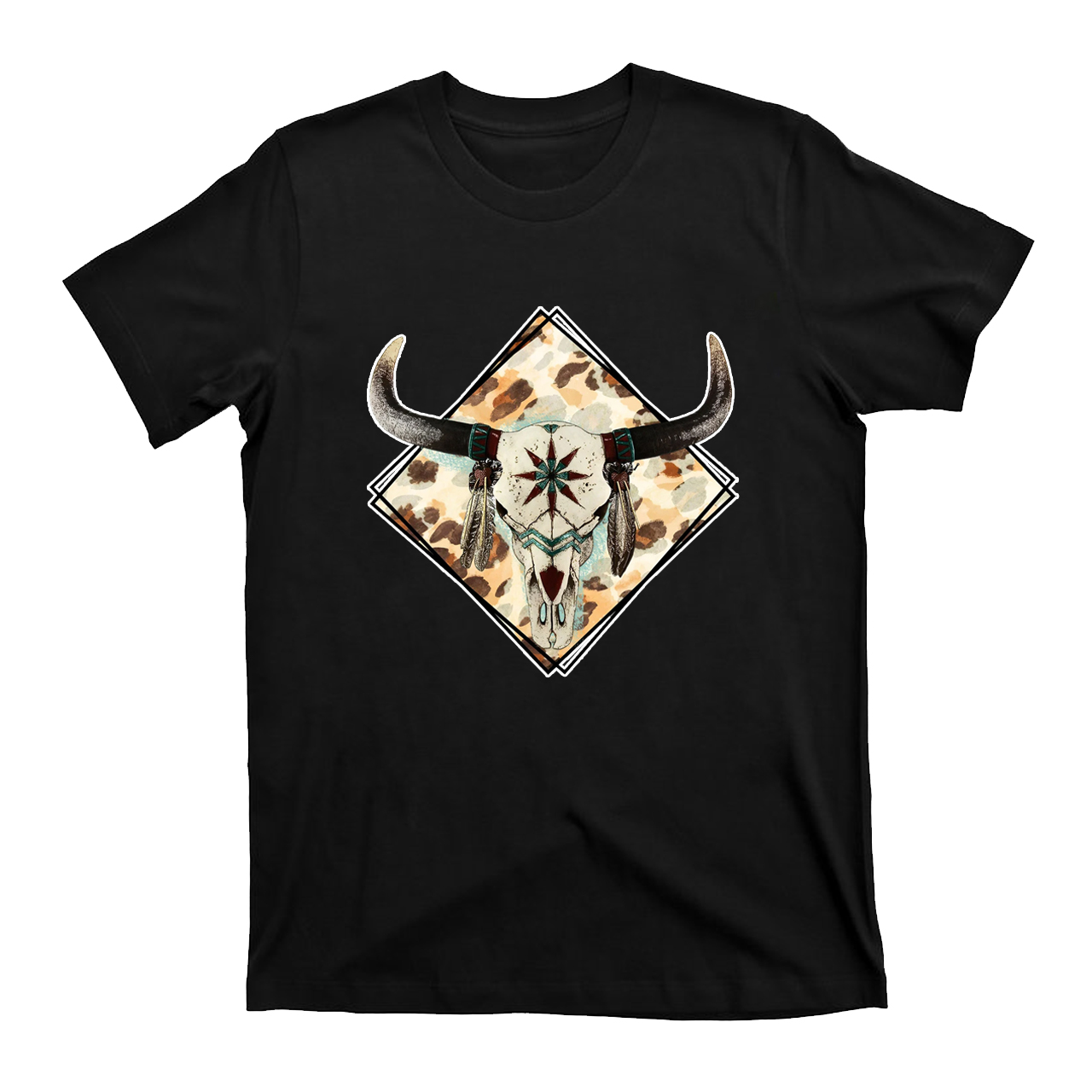 Western Indian Cow Bull Skull T-Shirts