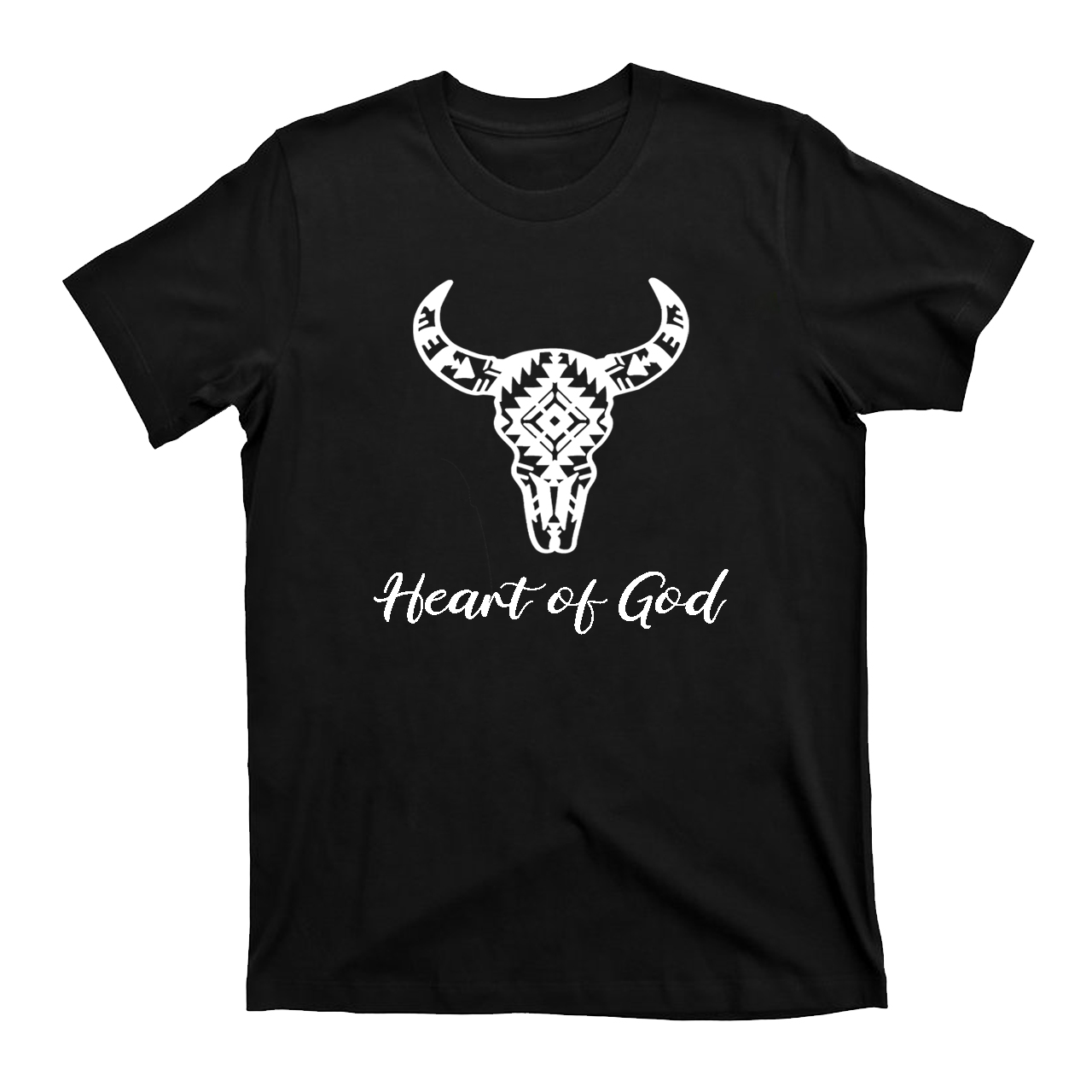 Aztec Cow Bull Skull Heart of God T-Shirts