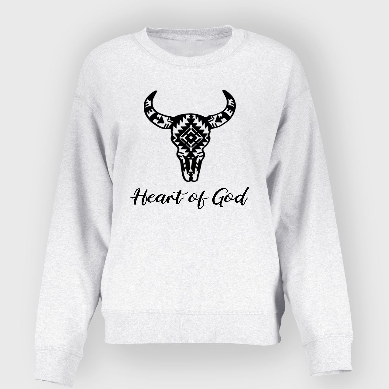 Aztec Cow Bull Skull Heart of God Sweatshirt