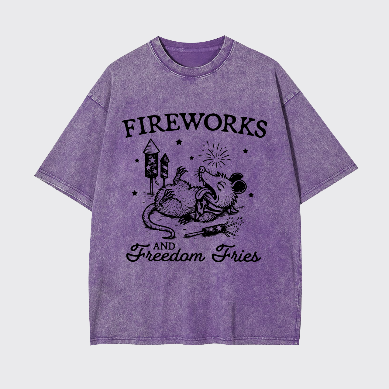 Funny Opossum-Freedom Fireworks Garment-dye Tees