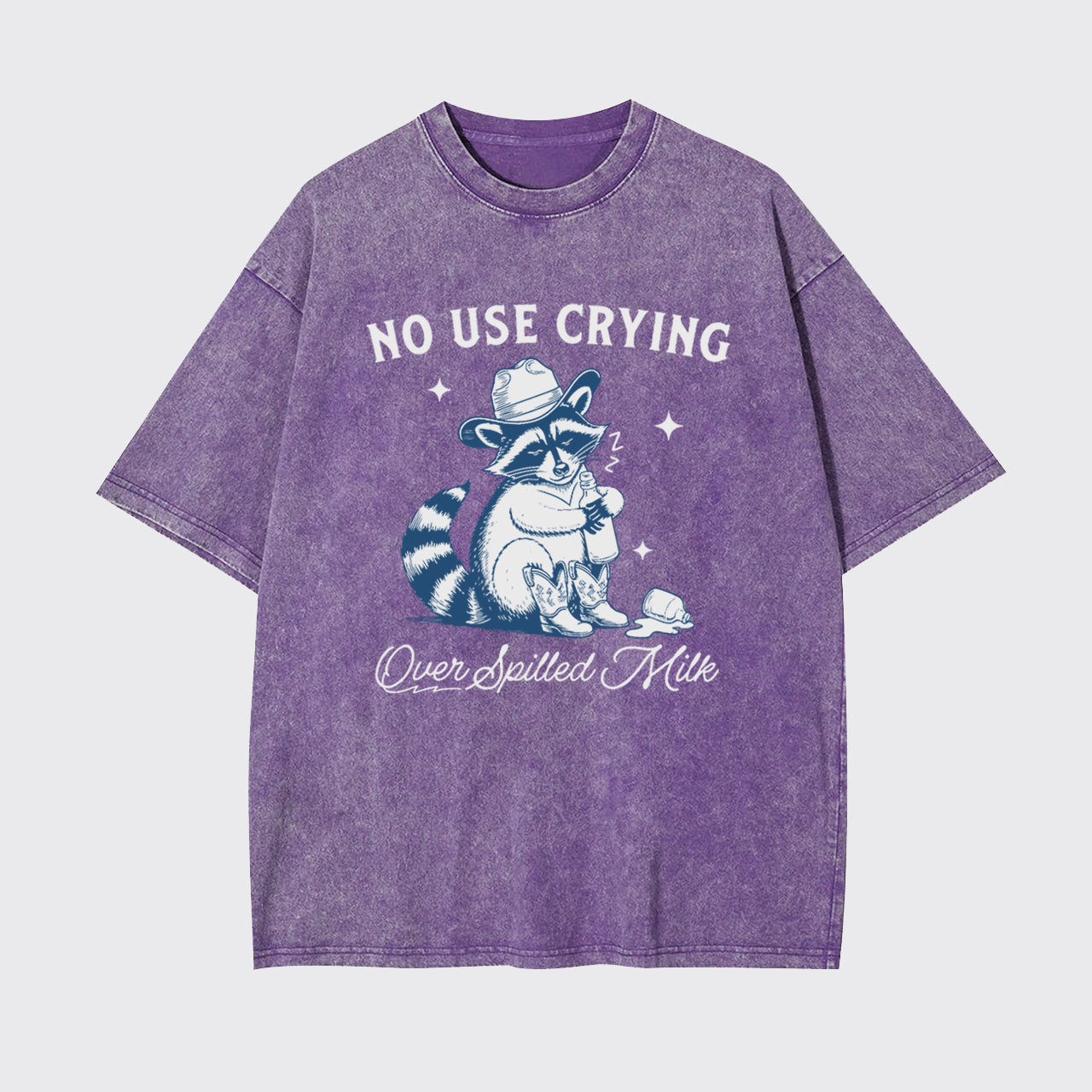 Funny Raccoon-No Use Crying Over Spilled Milk Garment-dye Tees