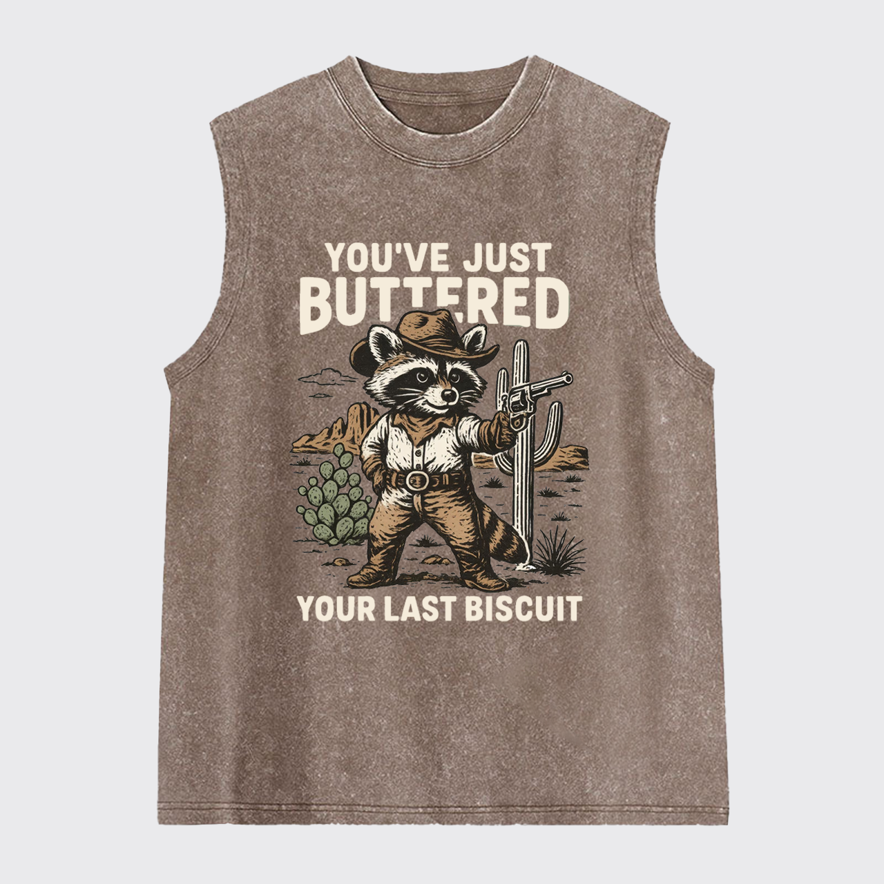 Cowboy Raccoon-You've Just Buttered Your Last Washed Tanks