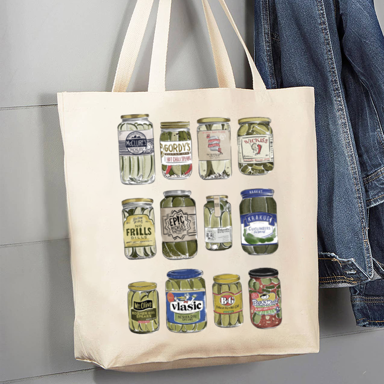 Vintage Canned Pickles Funny_Cowboybay Canvas Tote Bag