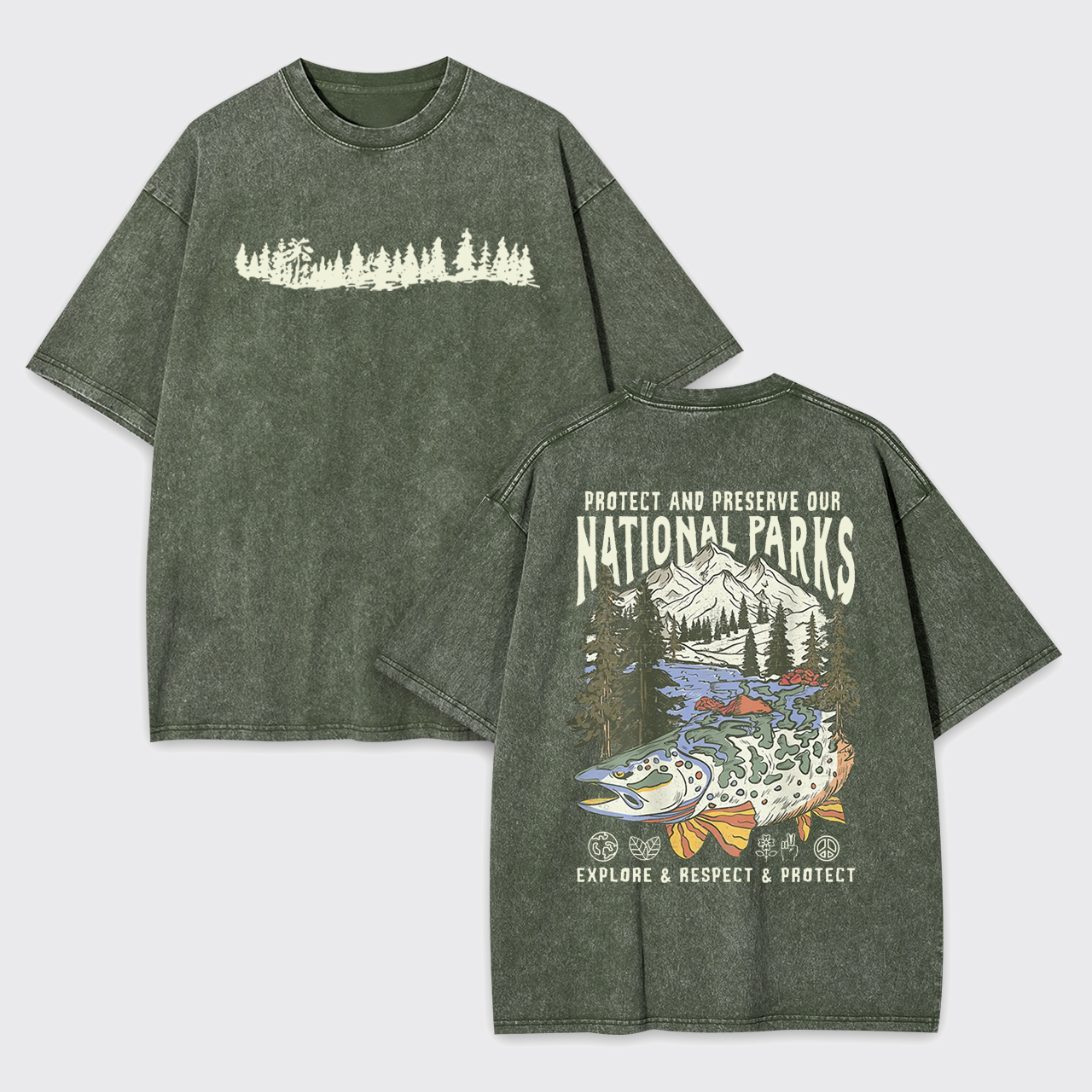 Respect The Local Wildlife Forest Hiking Garment-dye Tees