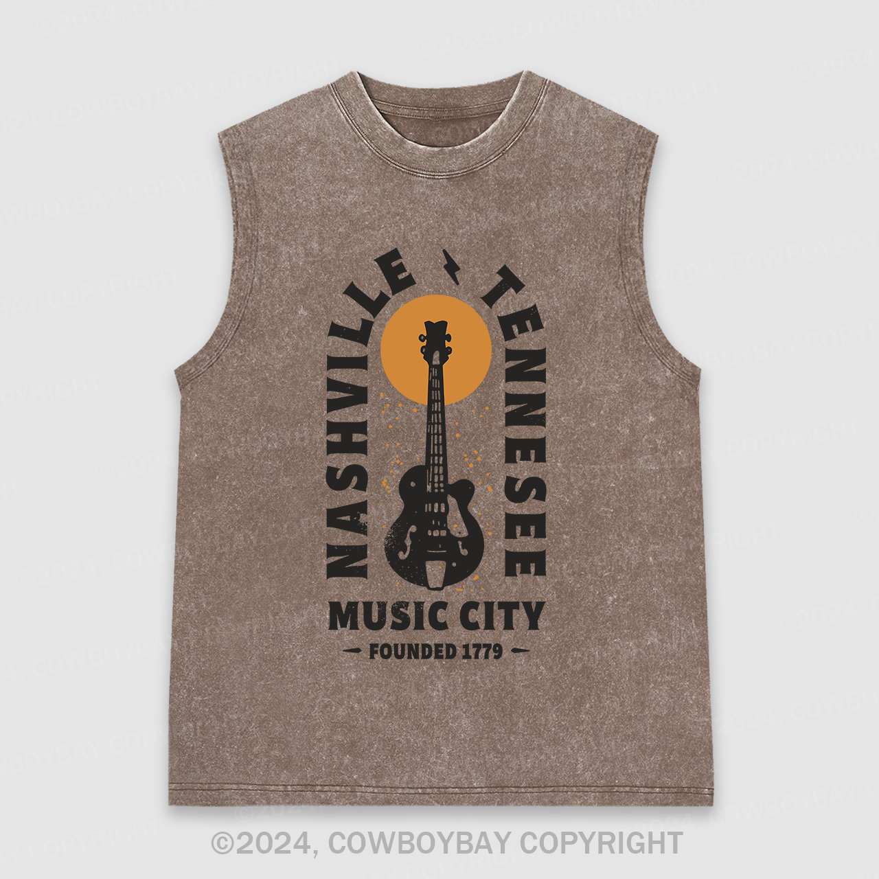 Nashville Tennessee Music City Guitar Washed Tanks