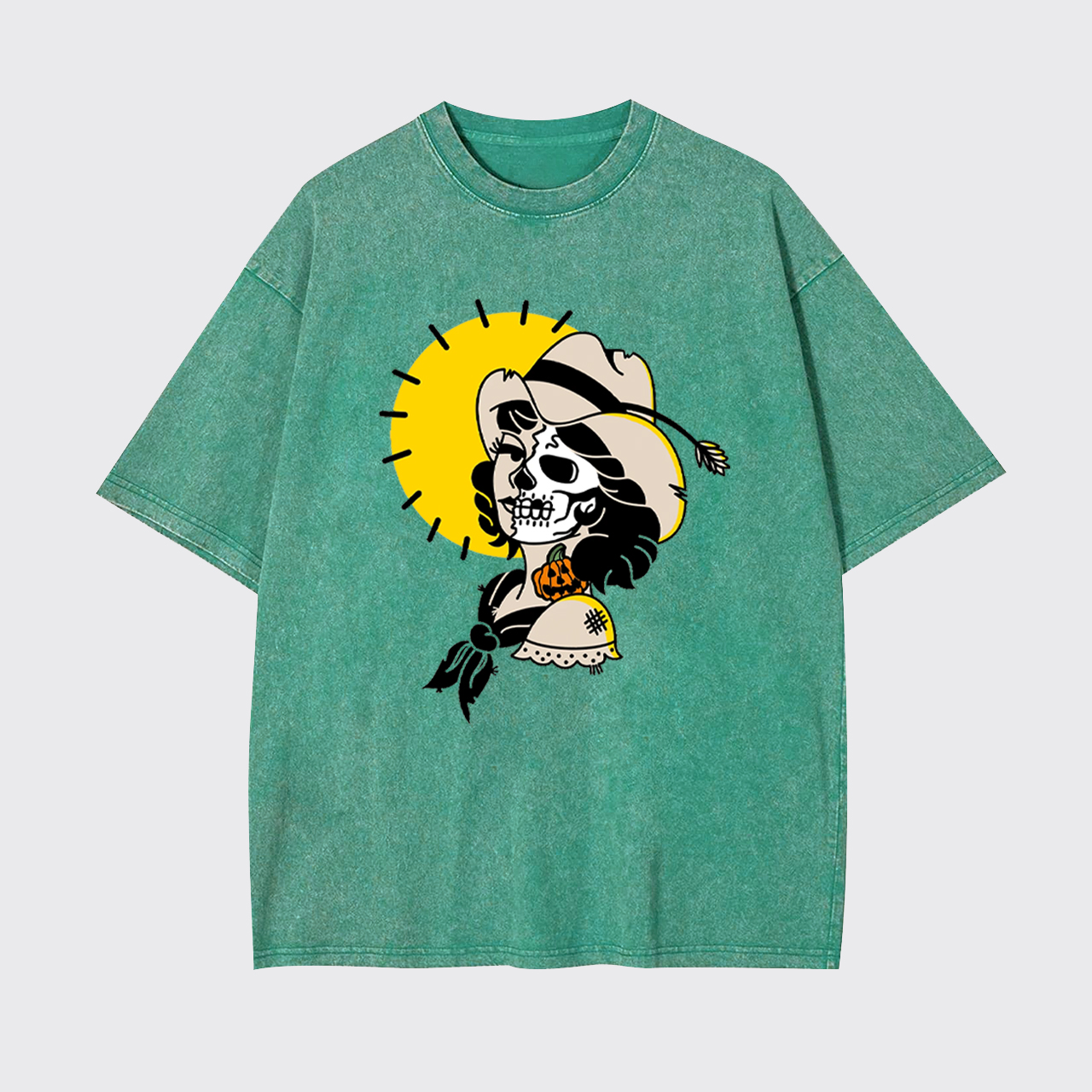 Halloween Skull Cowgirl Garment-dye Tees