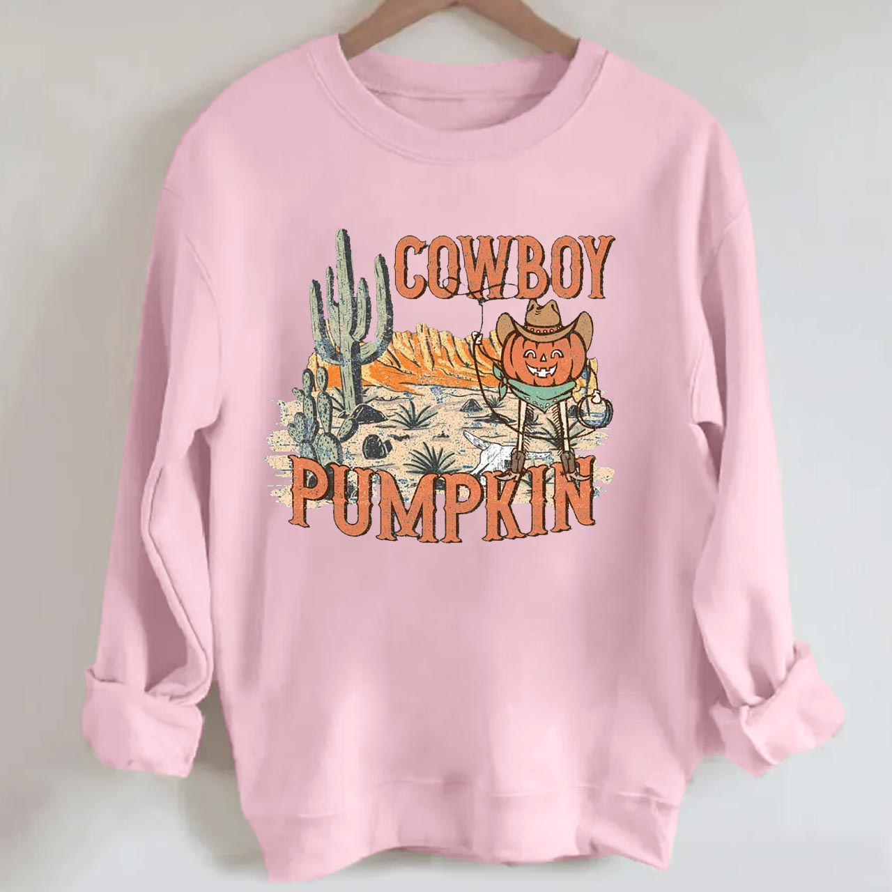 Halloween Cowboy Ghost Pumpkin Sweatshirt