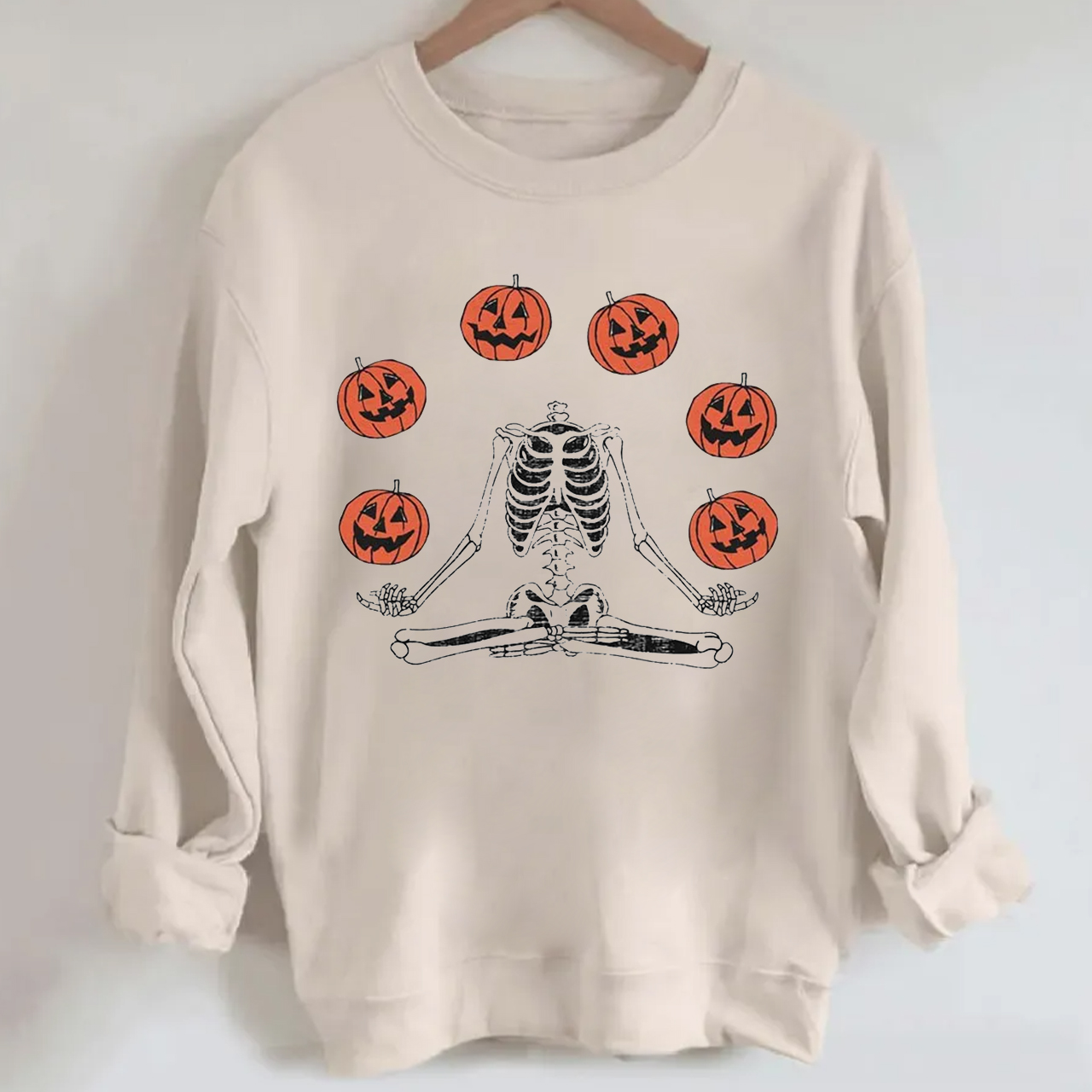 Pumpkin Skeleton Vintage Halloween Sweatshirt