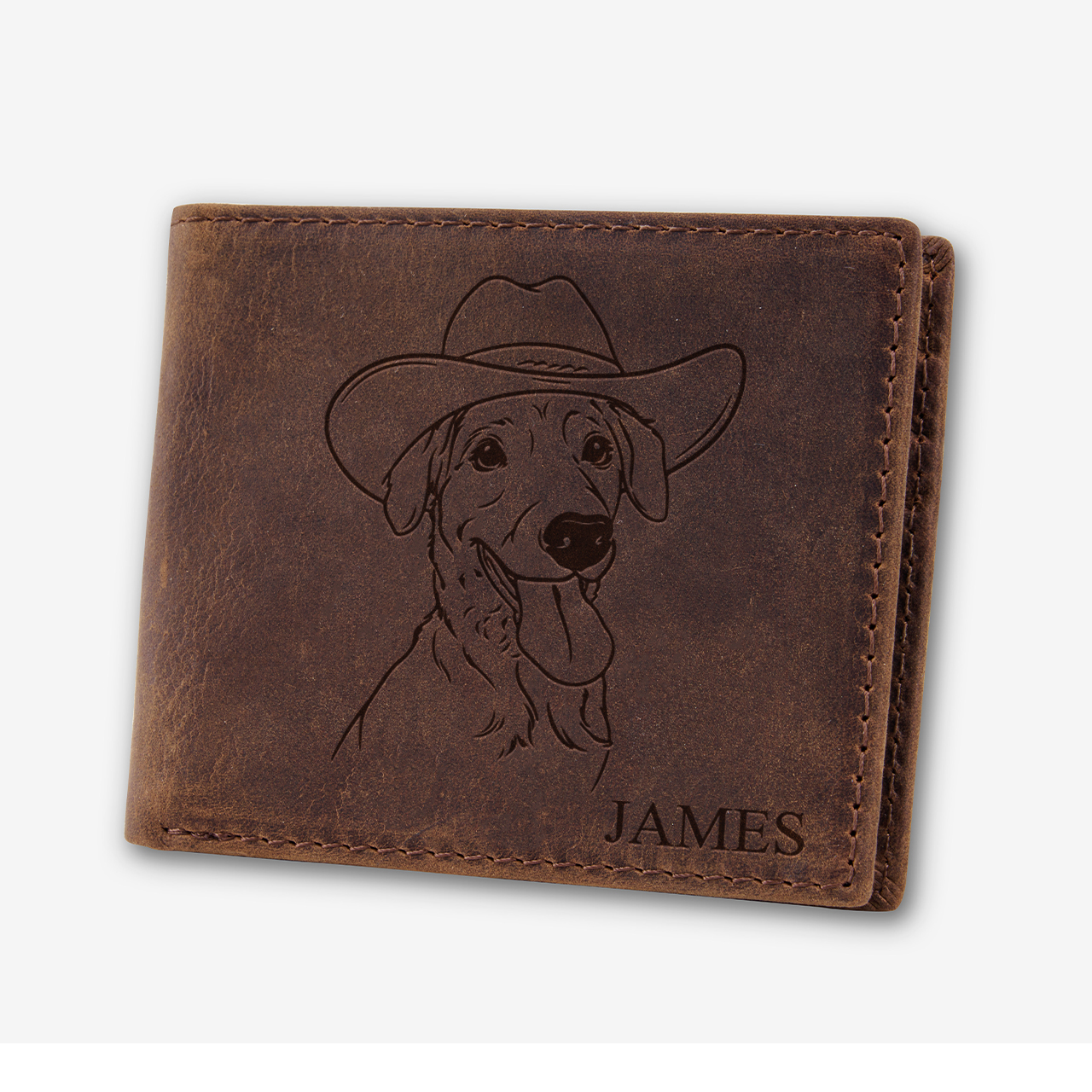 Personalized Vintage Leather Wallet_Dog