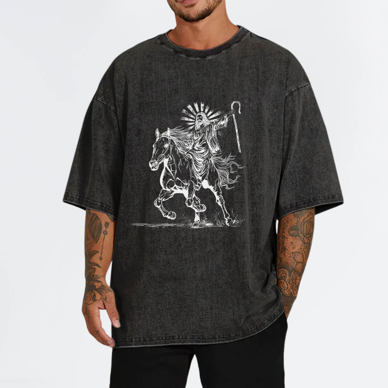 Jesus Riding Horse Garment-dye Tees