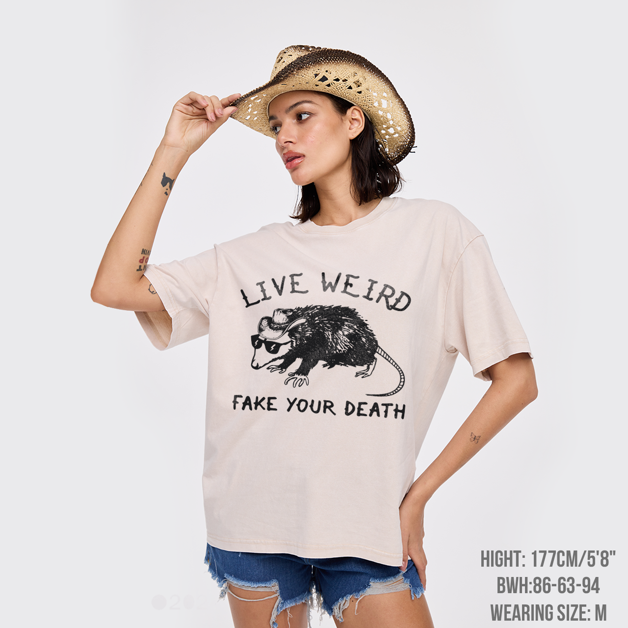 Live Weird Fake Your Death Silly Possum Garment-dye Tees