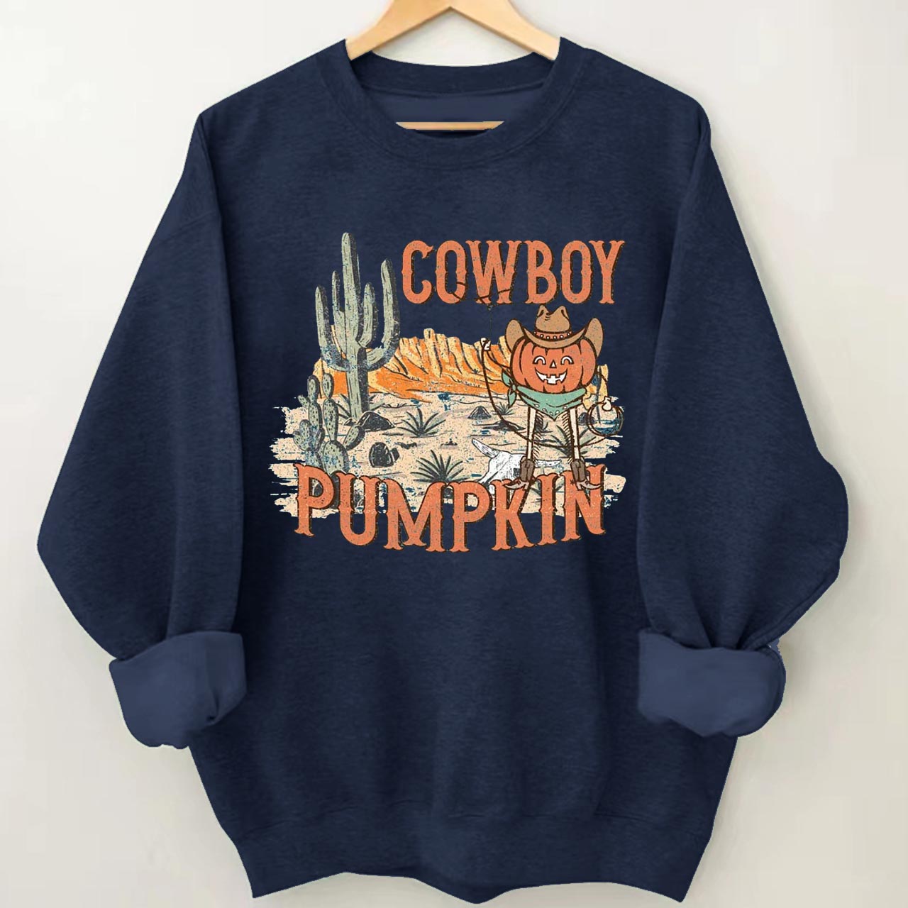 Halloween Cowboy Ghost Pumpkin Sweatshirt