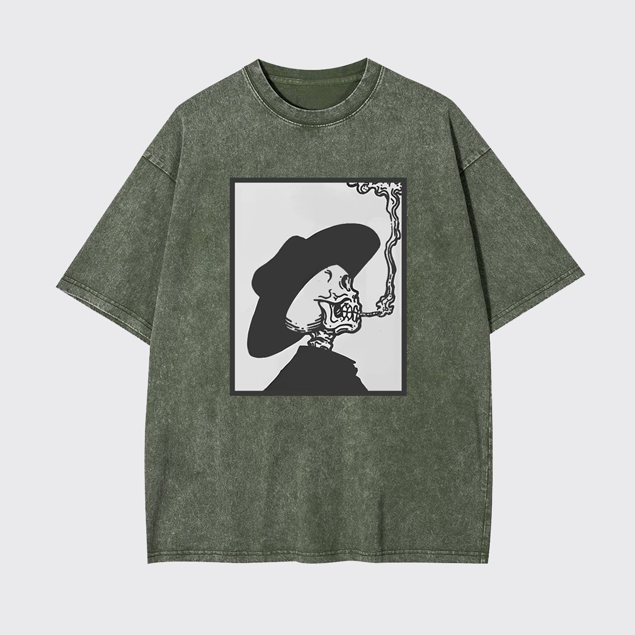 Smoking Cowboy Skeleton Garment-dye Tees