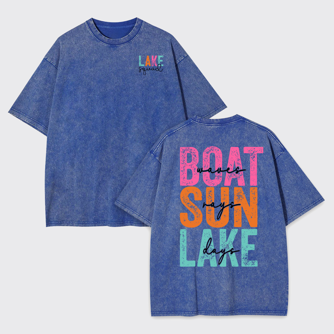 Hello Summer,Boat Waves Sun Rays Lake Garment-dye Tees