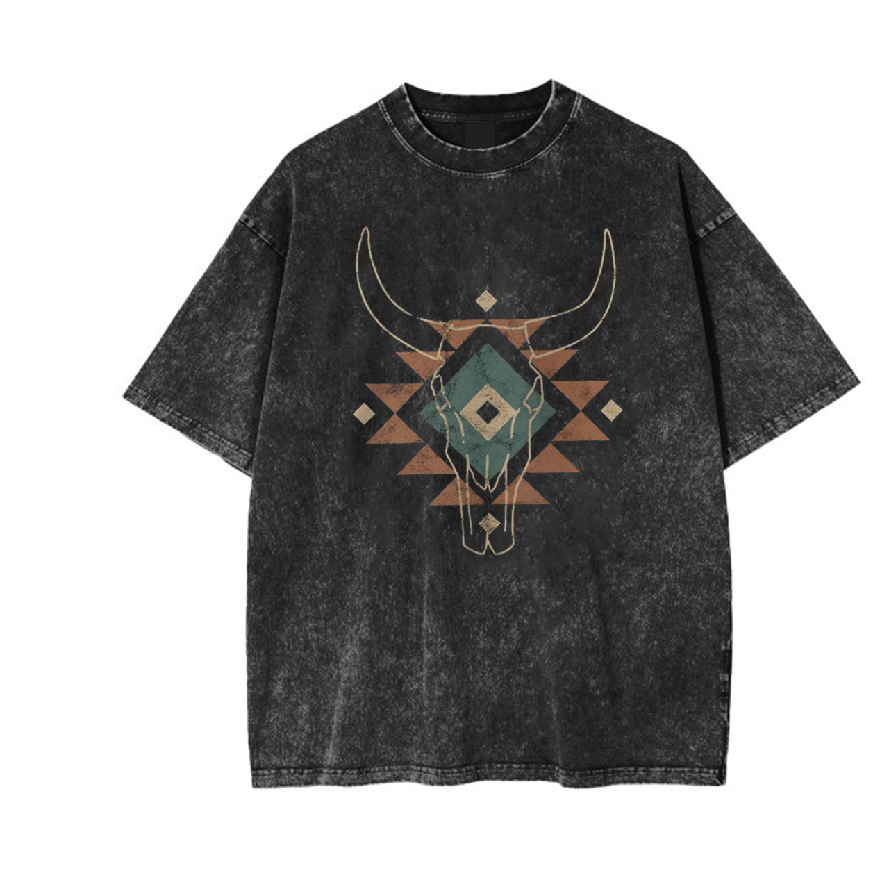 Aztec Cow Skull South Western  Garment-dye Tees