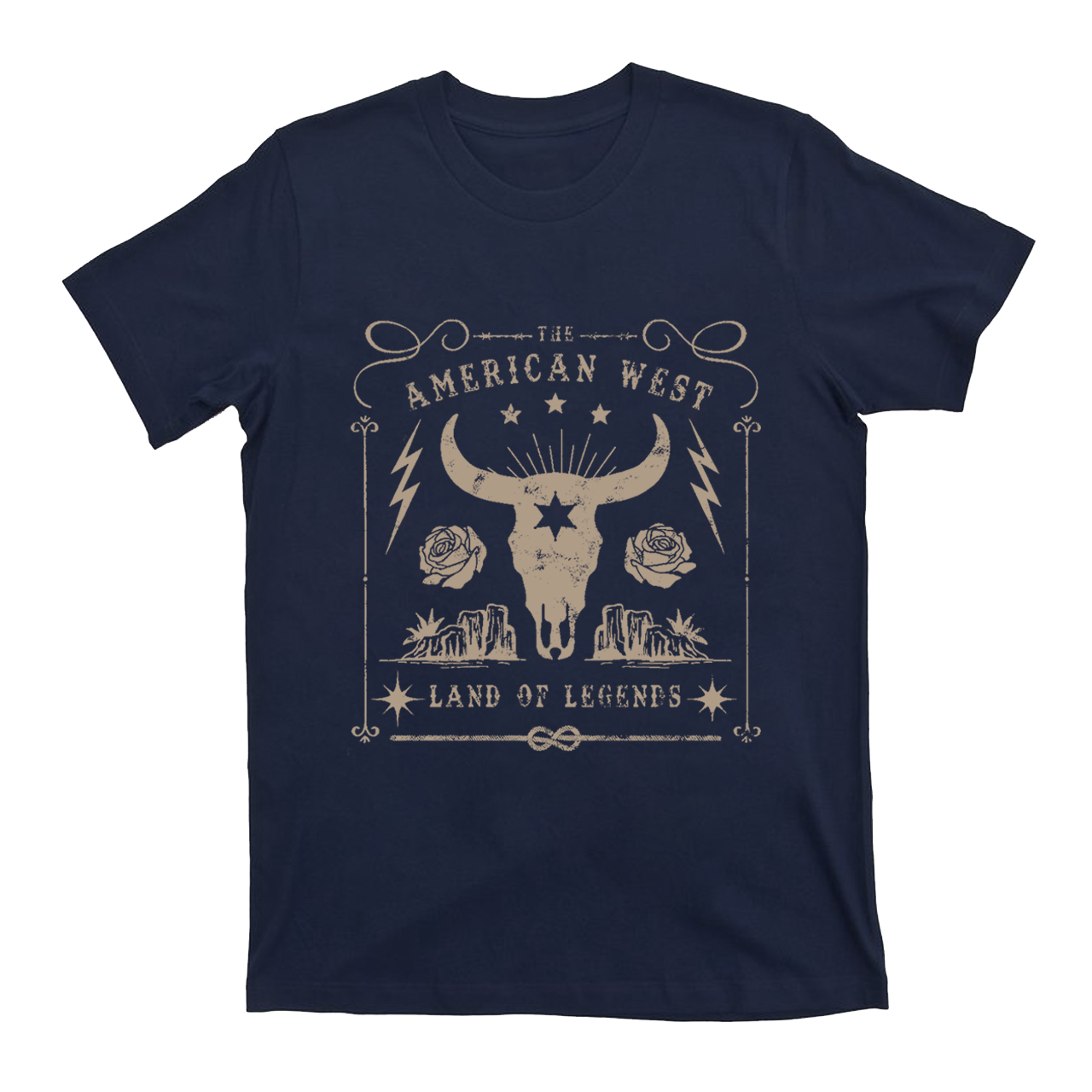 American West Vintage Aesthetic Bull Skull T-shirt