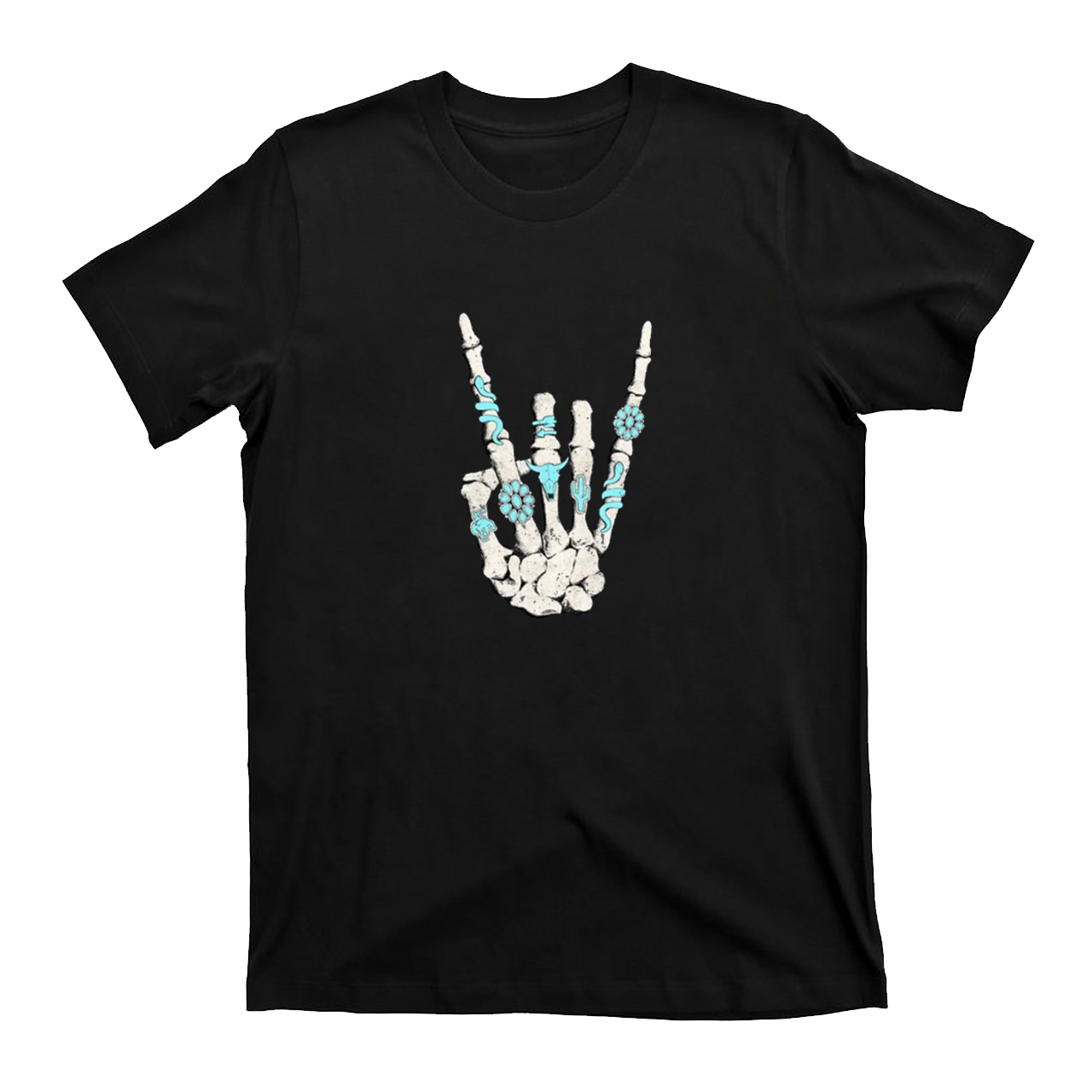 Western Rock On Skeleton American Rodeo T-Shirts