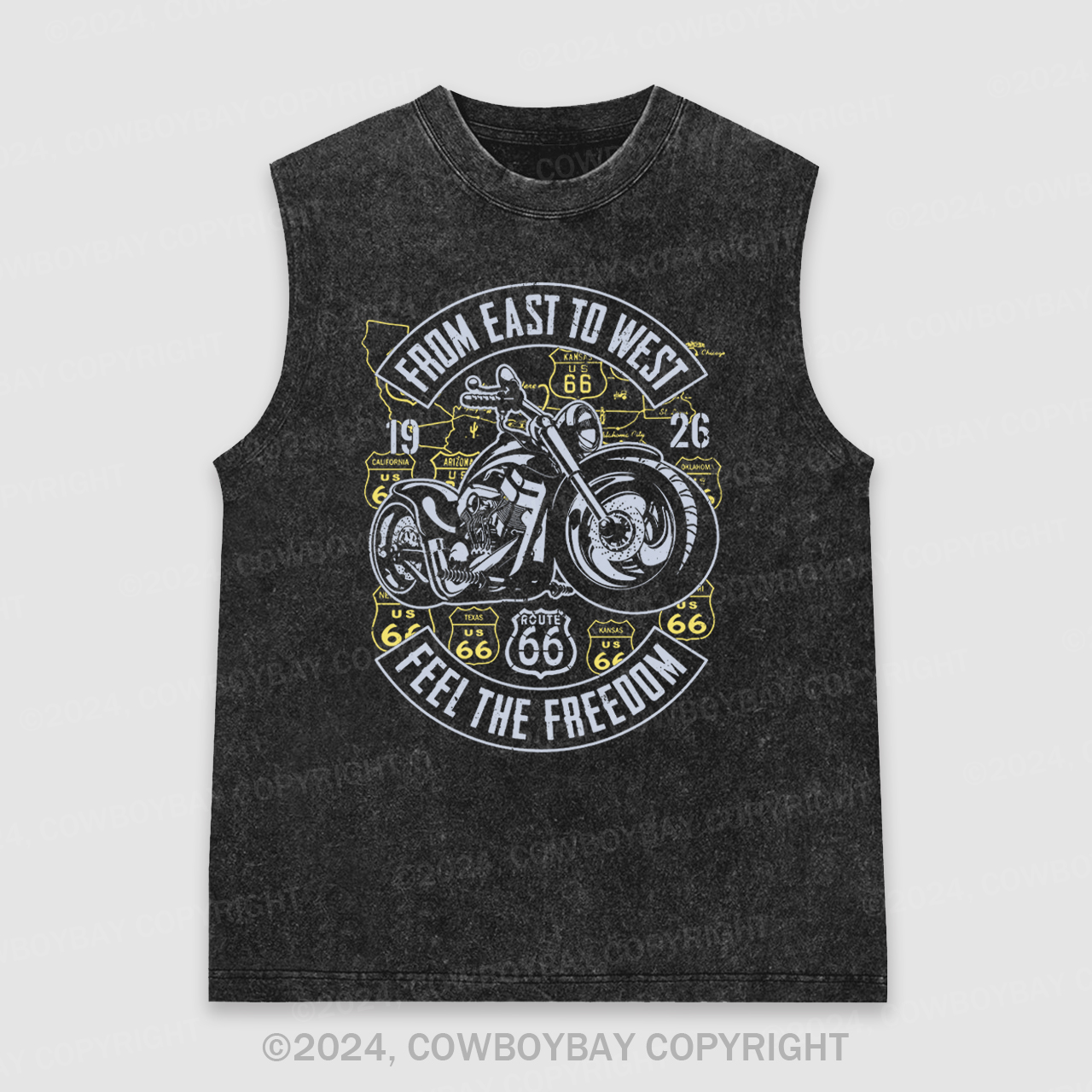 Route 66 From East To West Biker Washed Tanks