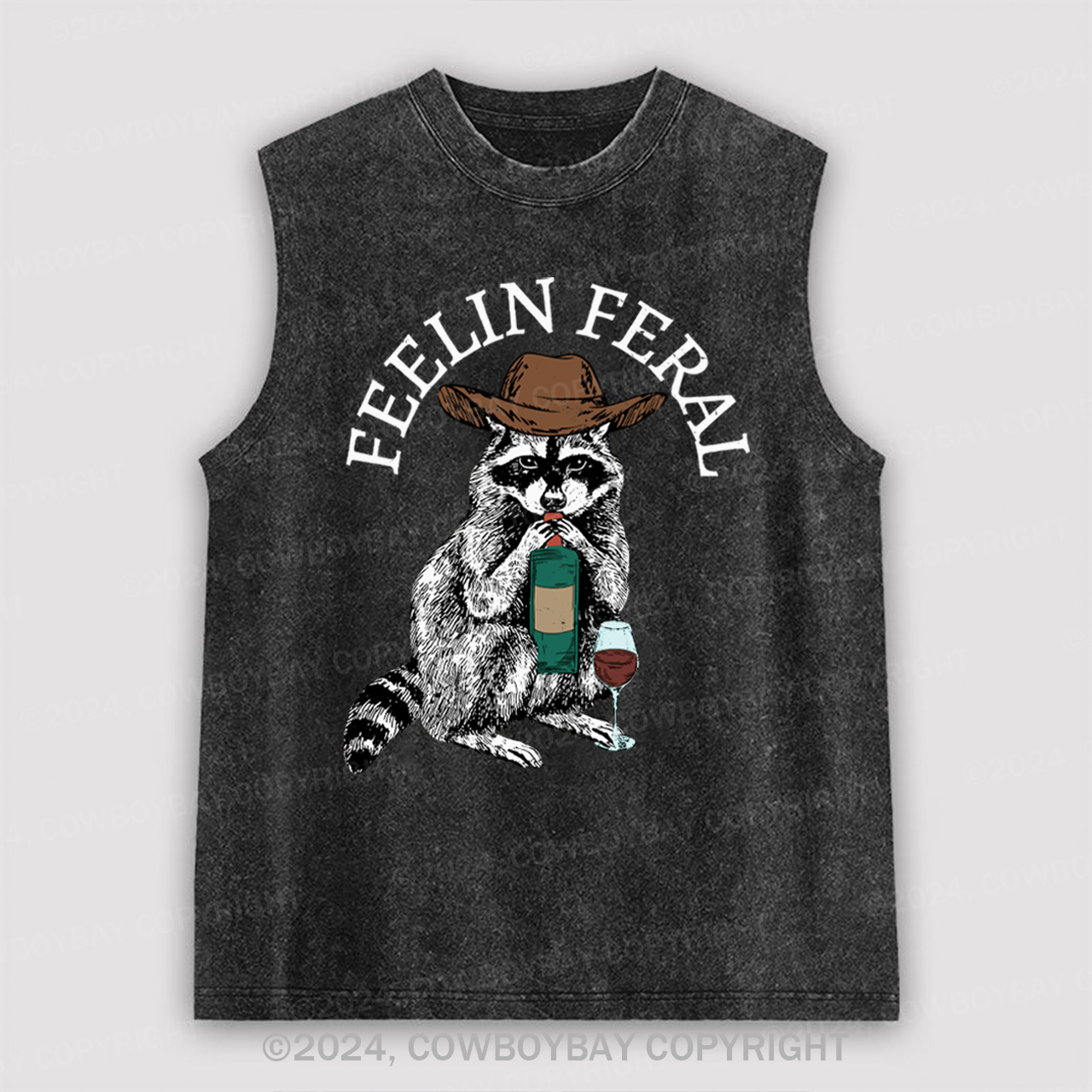 Funny Raccoon Washed Tanks