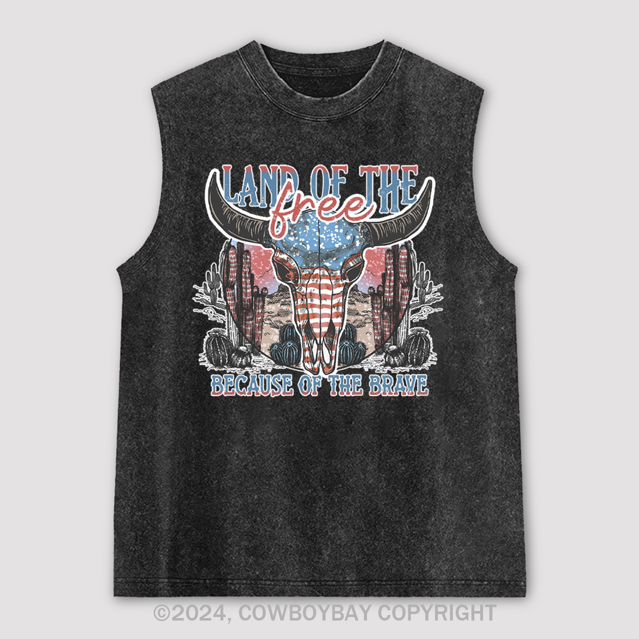 4th Of July And Cow Skull Washed Tanks