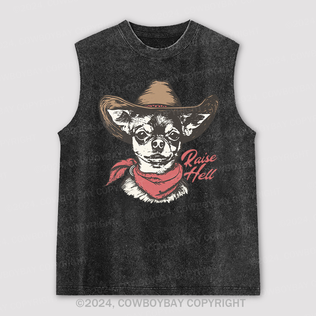 Cowboy Chihuahua,Raise Hell Washed Tanks