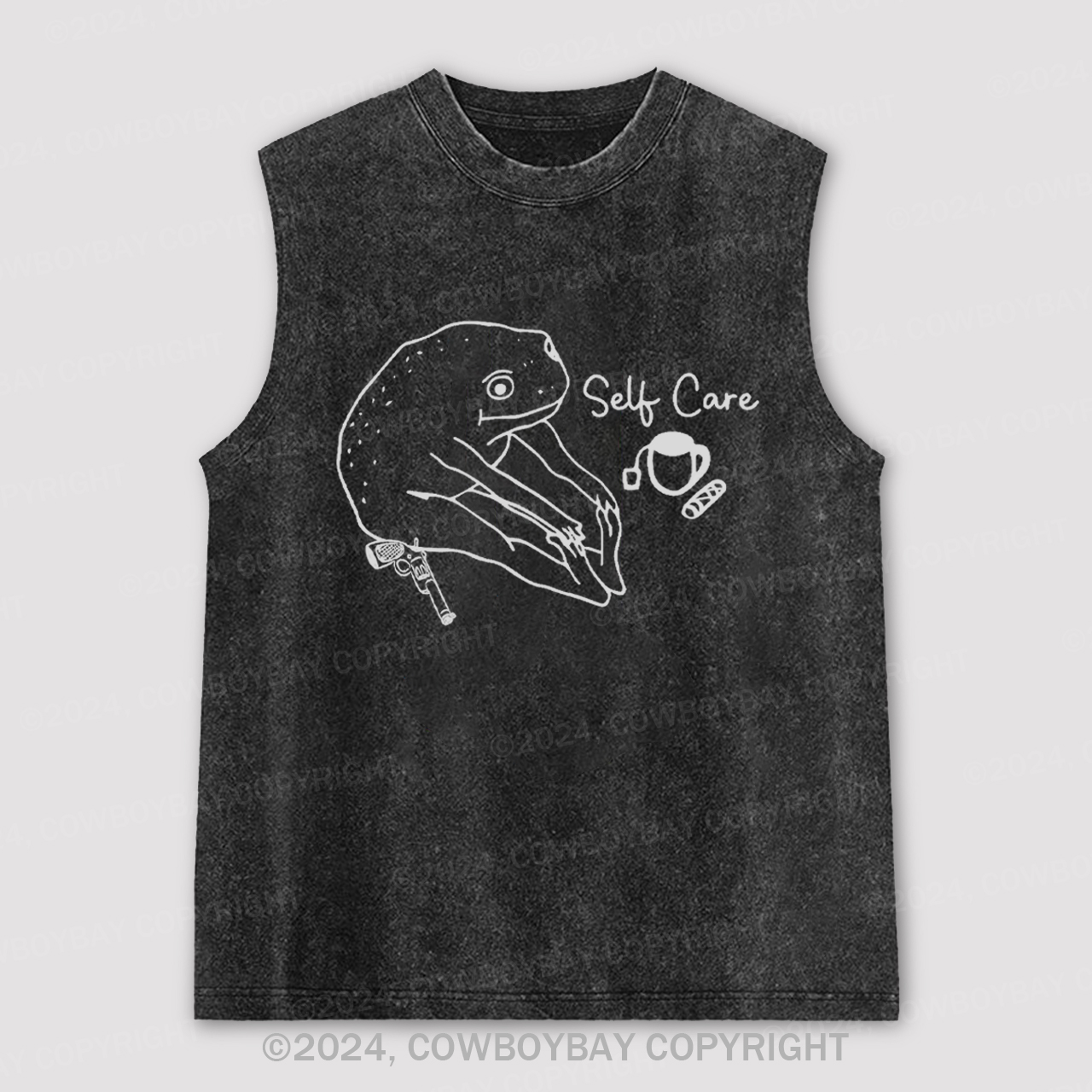 Funny Frog Self Care Washed Tanks