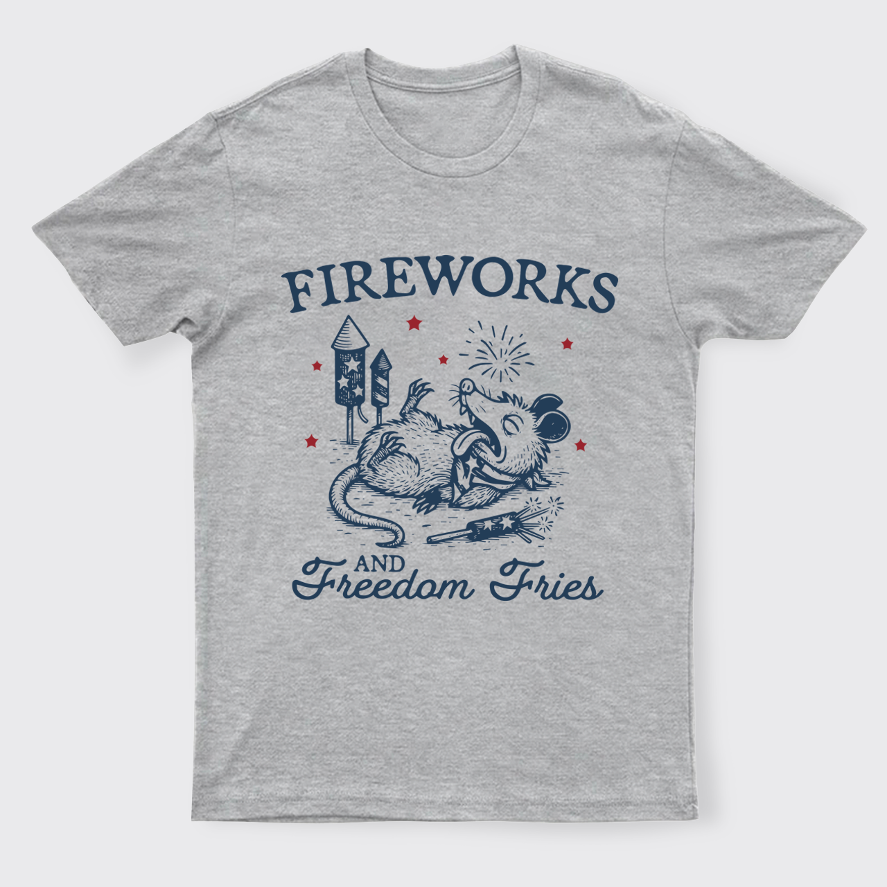 Funny Opossum-Freedom Fireworks T-Shirts