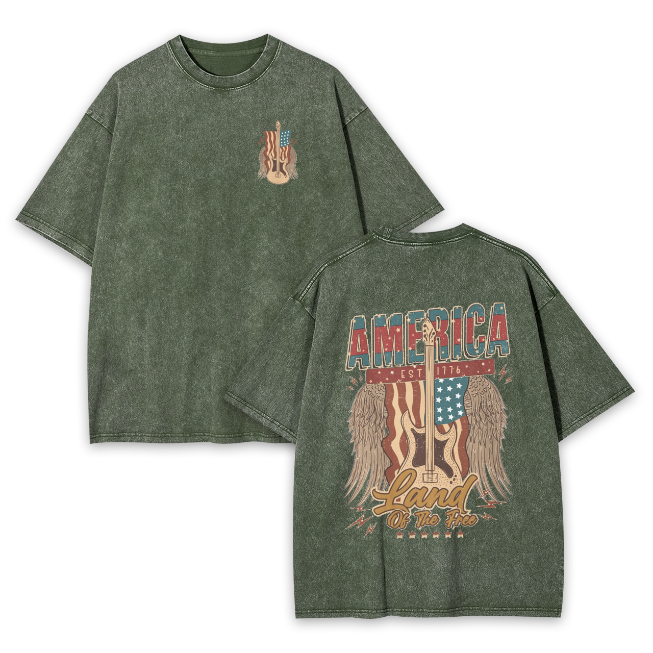 4th of July,Land Of The Free Garment-dye Tees
