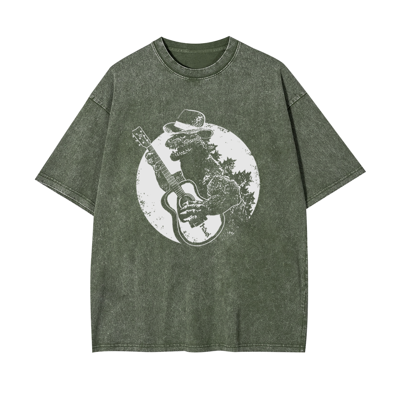 Dinosaur Playing Guitar Garment-dye Tees