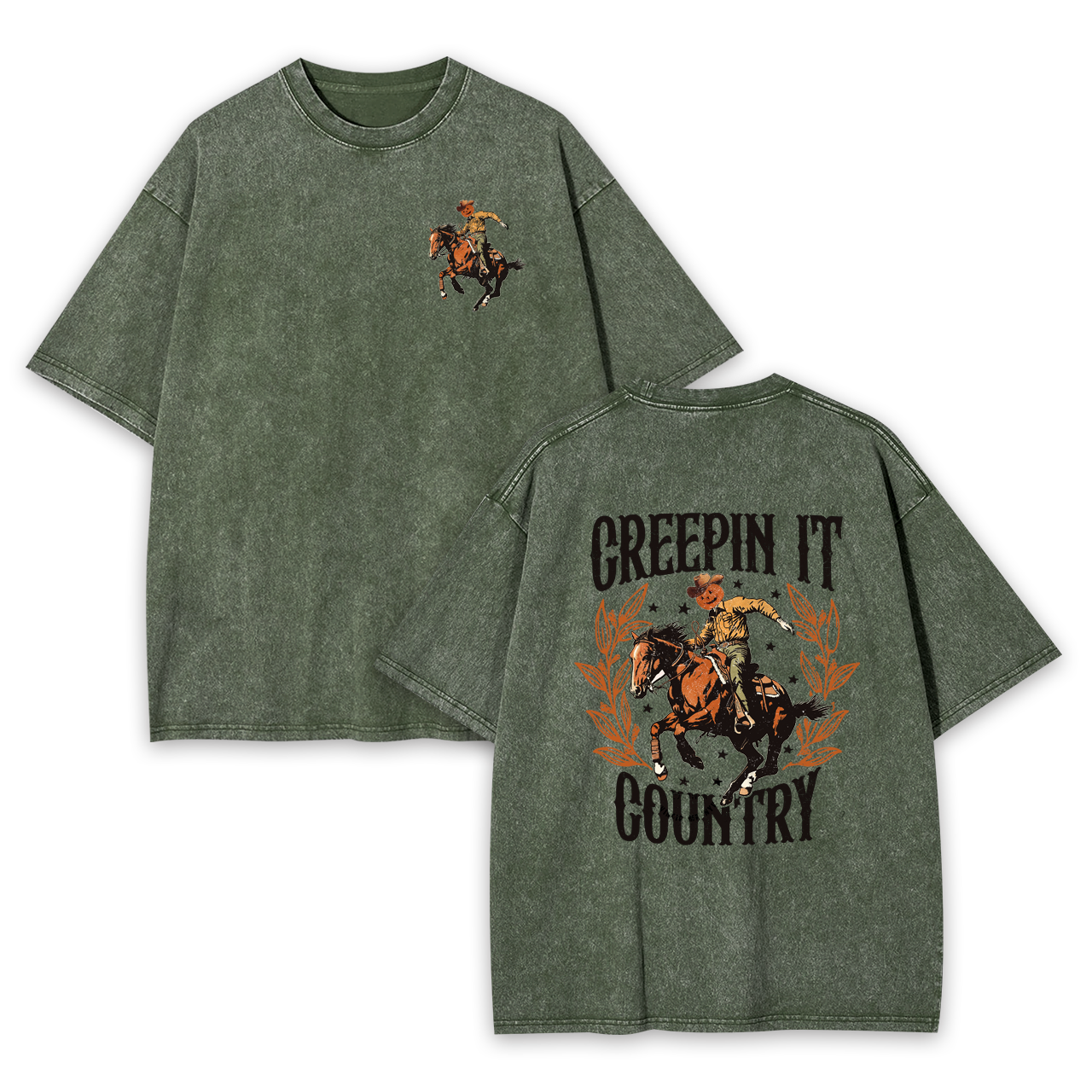 Creepin It Country Western Halloween Garment-dye Tees