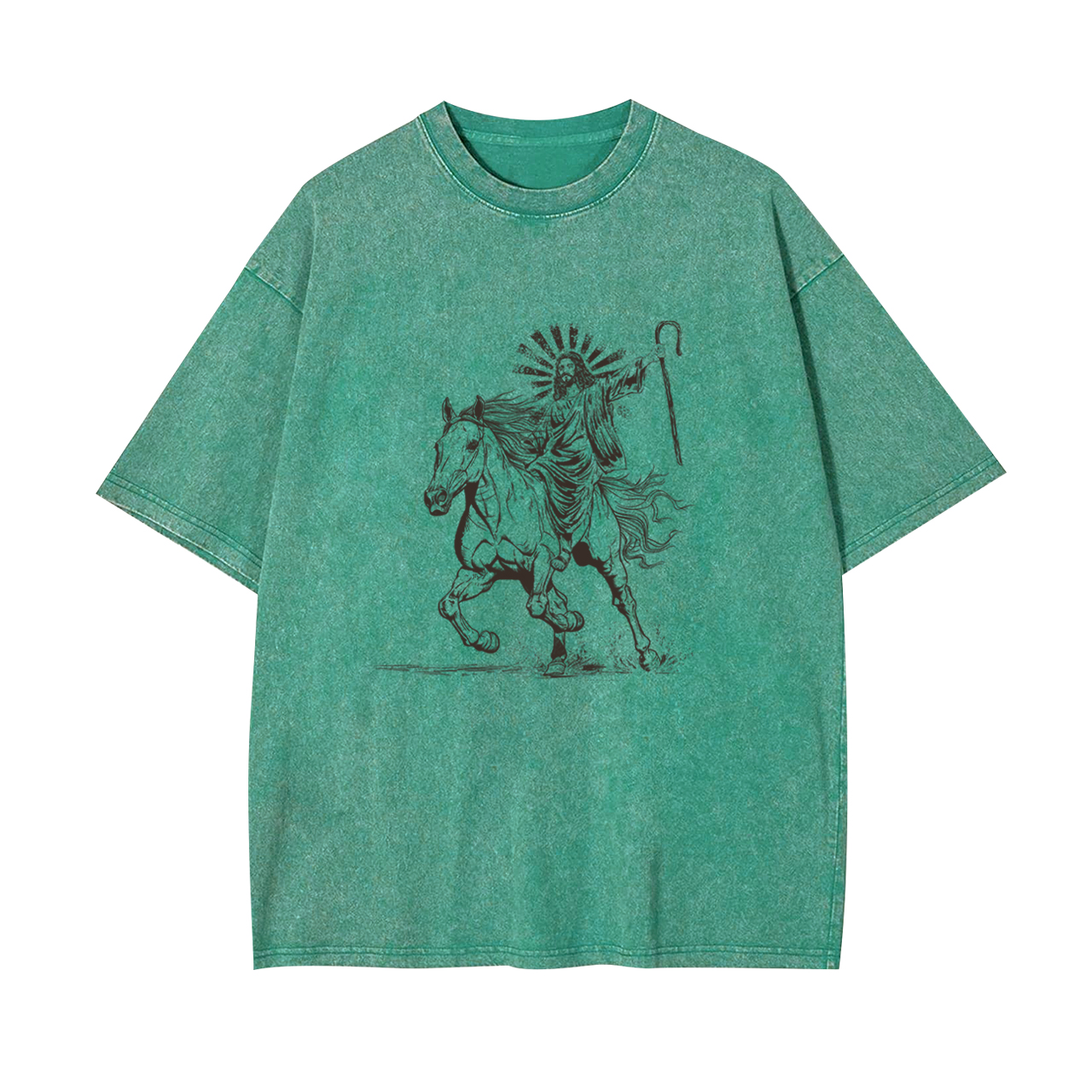 Jesus Riding Horse Garment-dye Tees