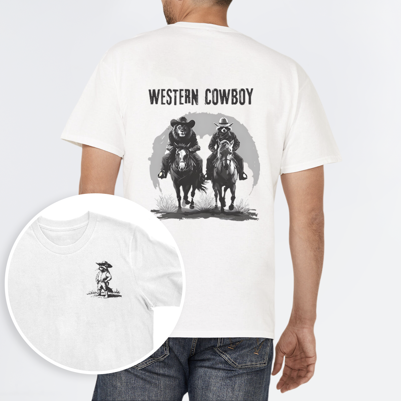 Accoon And Lion Cowboy T-Shirts