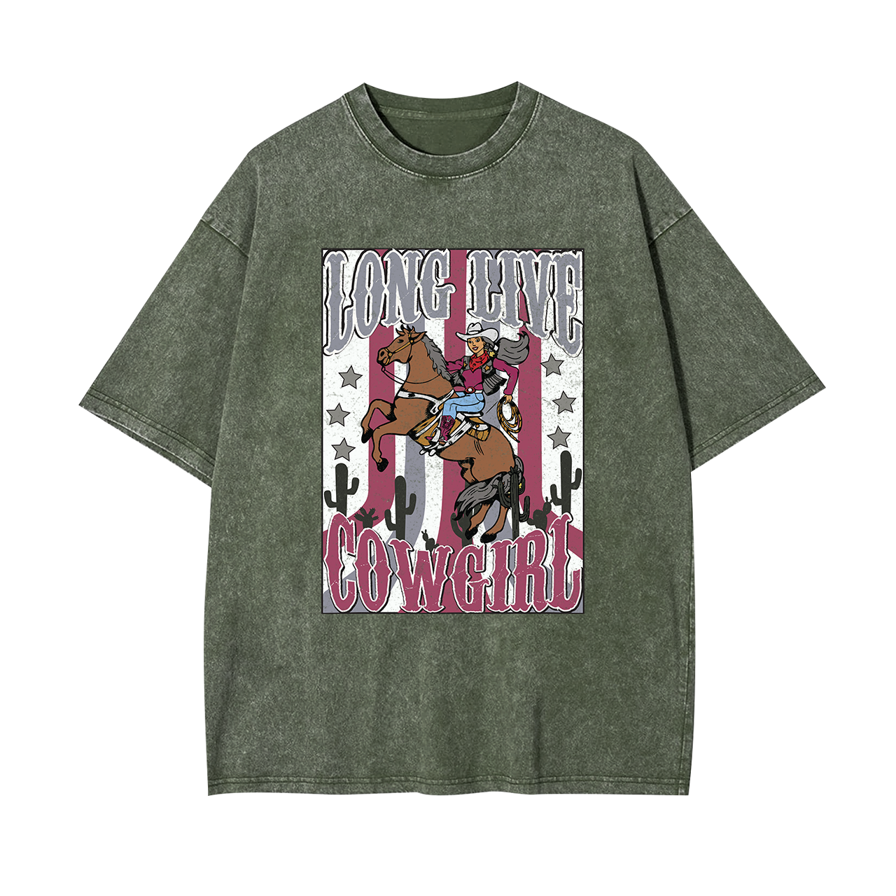 Longlive Cowgirl Horse Riding Vintage Garment-dye Tees