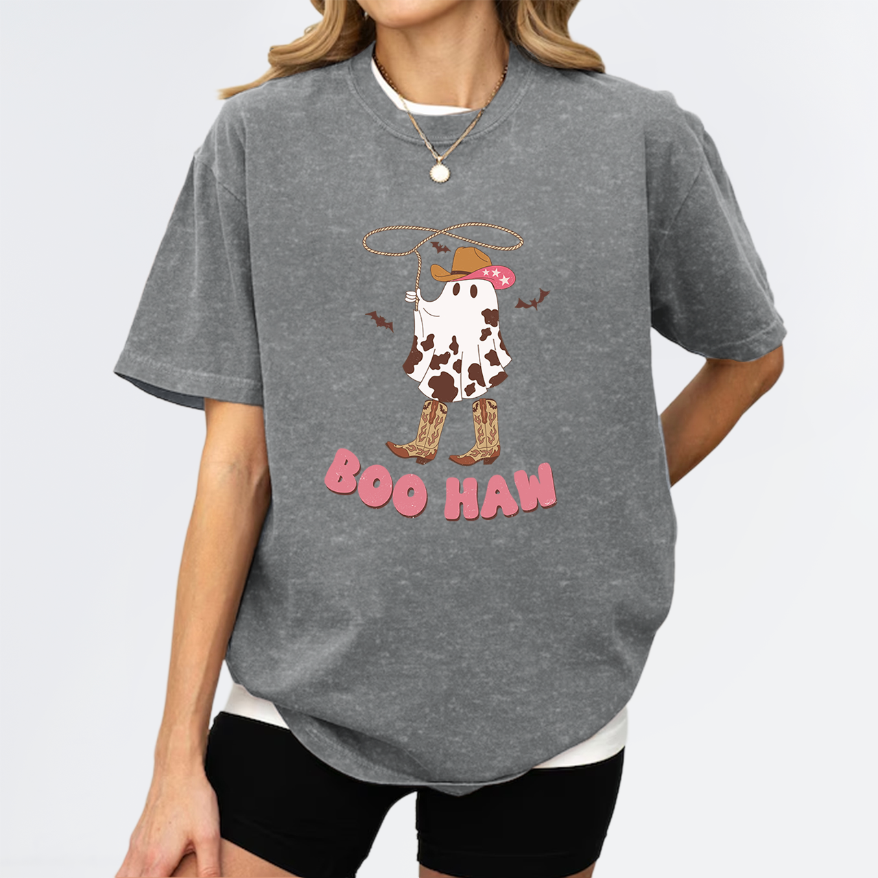 Boo Haw Ghost Cowboy Boot Fall Garment-dye Tees