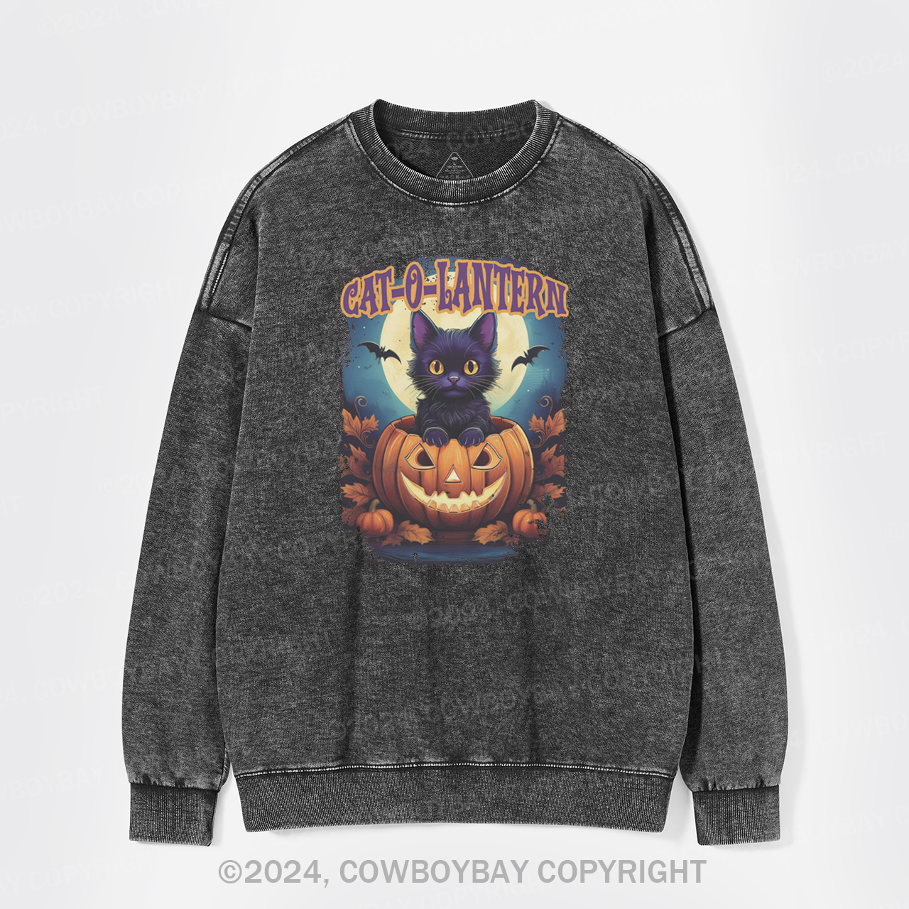 Cat-O-Lantern Washed Sweatshirts