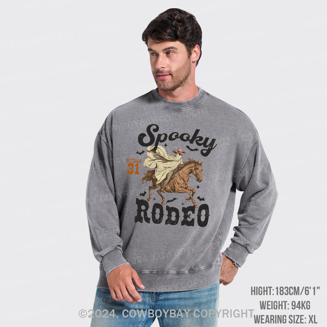 Spooky Rodeo Western Halloween Washed Sweatshirts