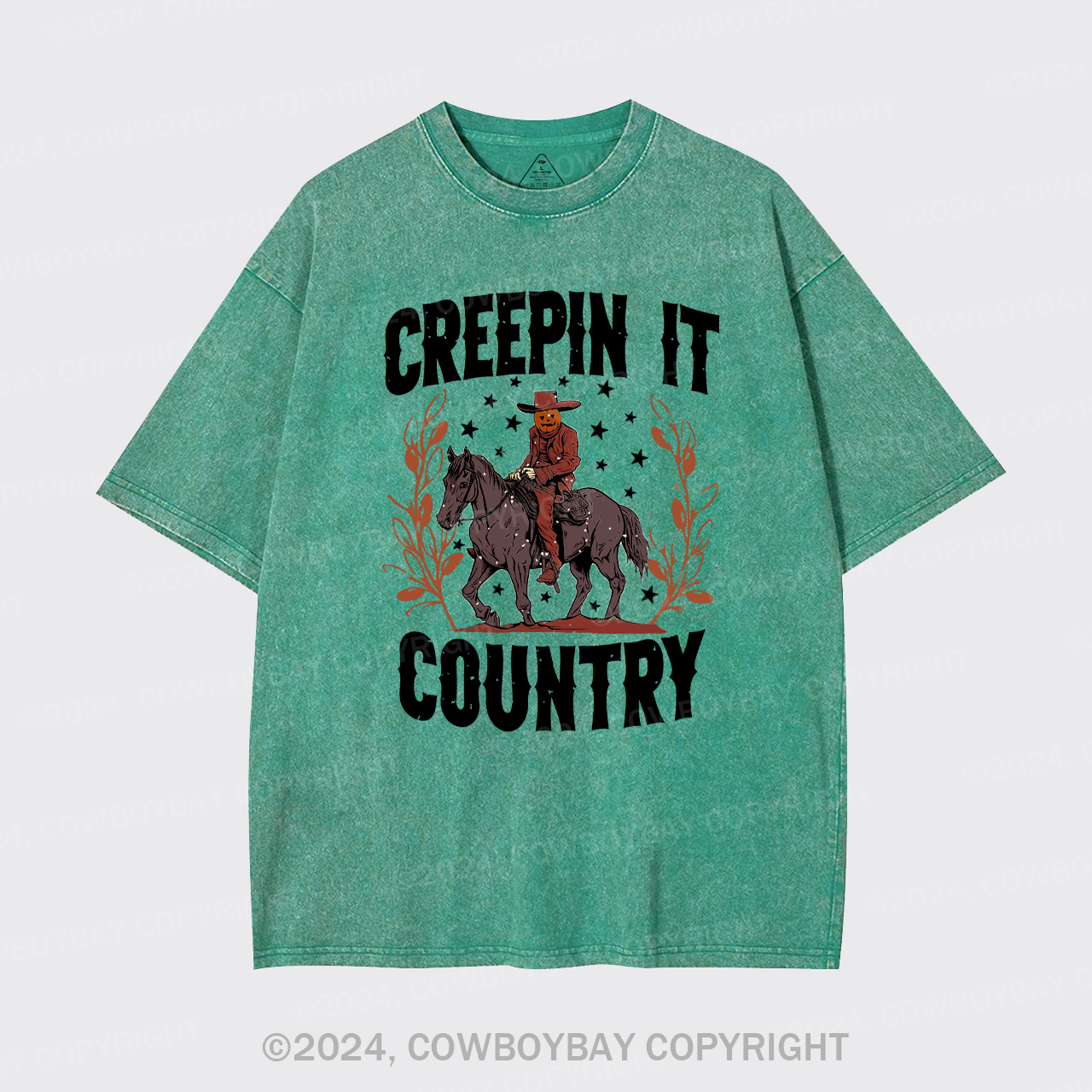 Halloween,Creepin It Country Western Garment-dye Tees