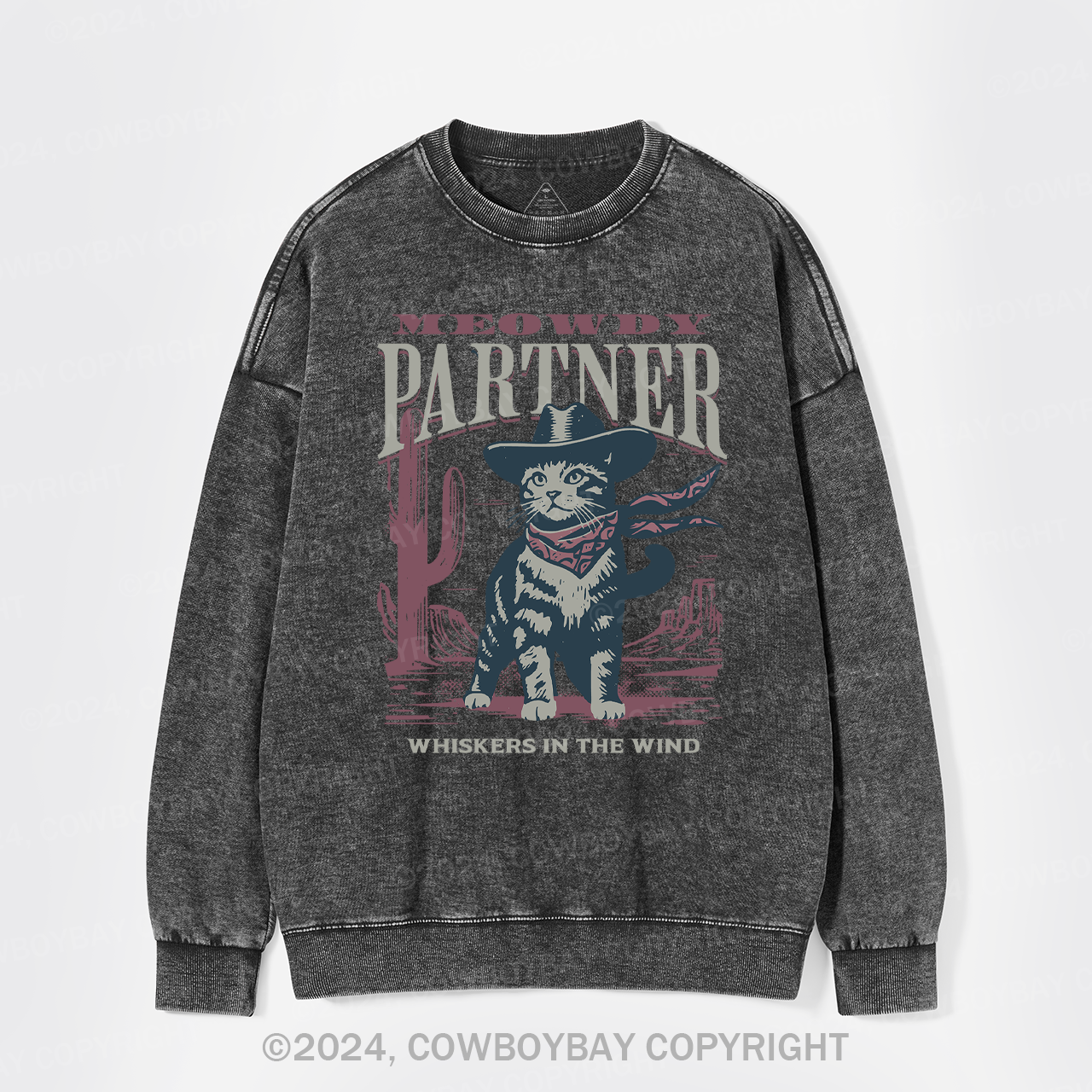 Meowdy Partner Cowboy Cat Washed Sweatshirts
