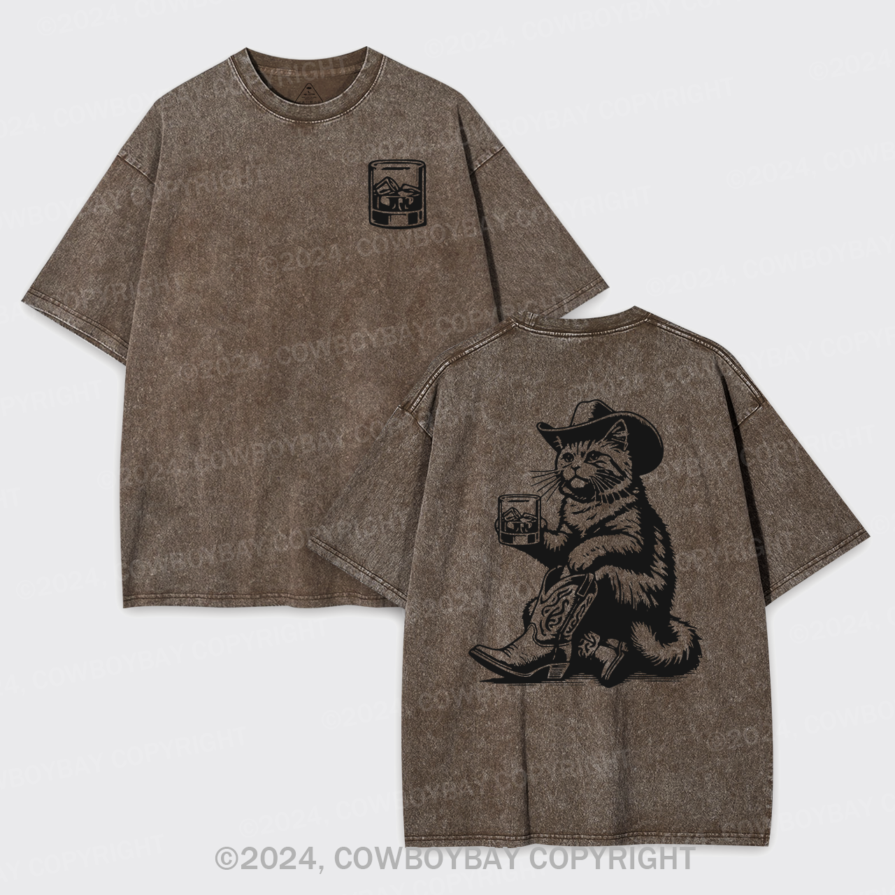 Whiskey Cowboy Cat Garment-dye Tees