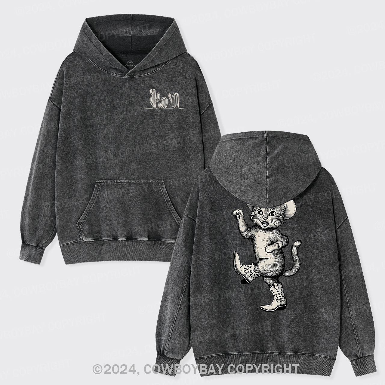Dancing Cowboy Cat Garment-Dye Hoodies
