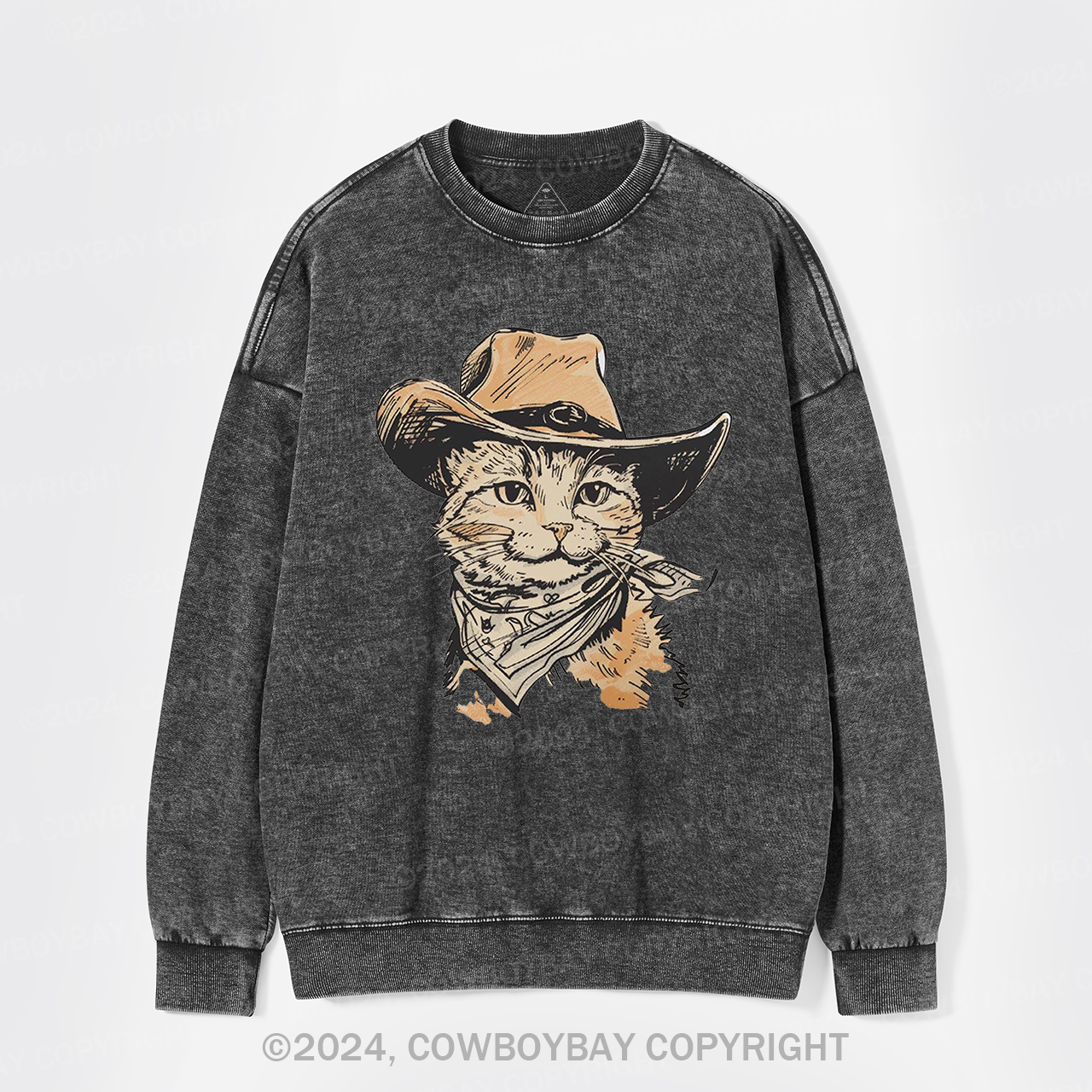 Cowboy Cats From The Wilderness Washed Sweatshirts