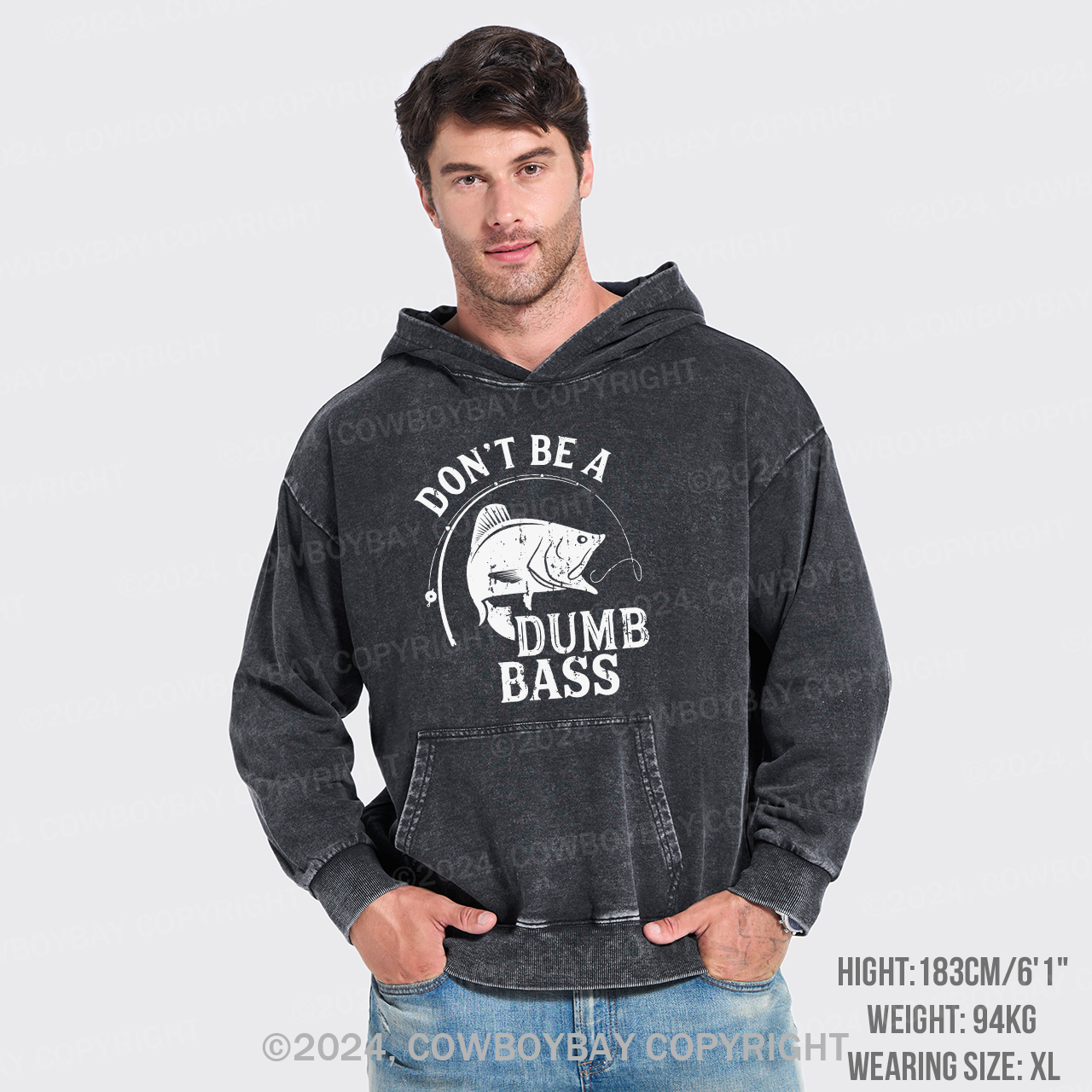 Punny Gag Meme Fisherman Loose Fit Garment-Dye Hoodies