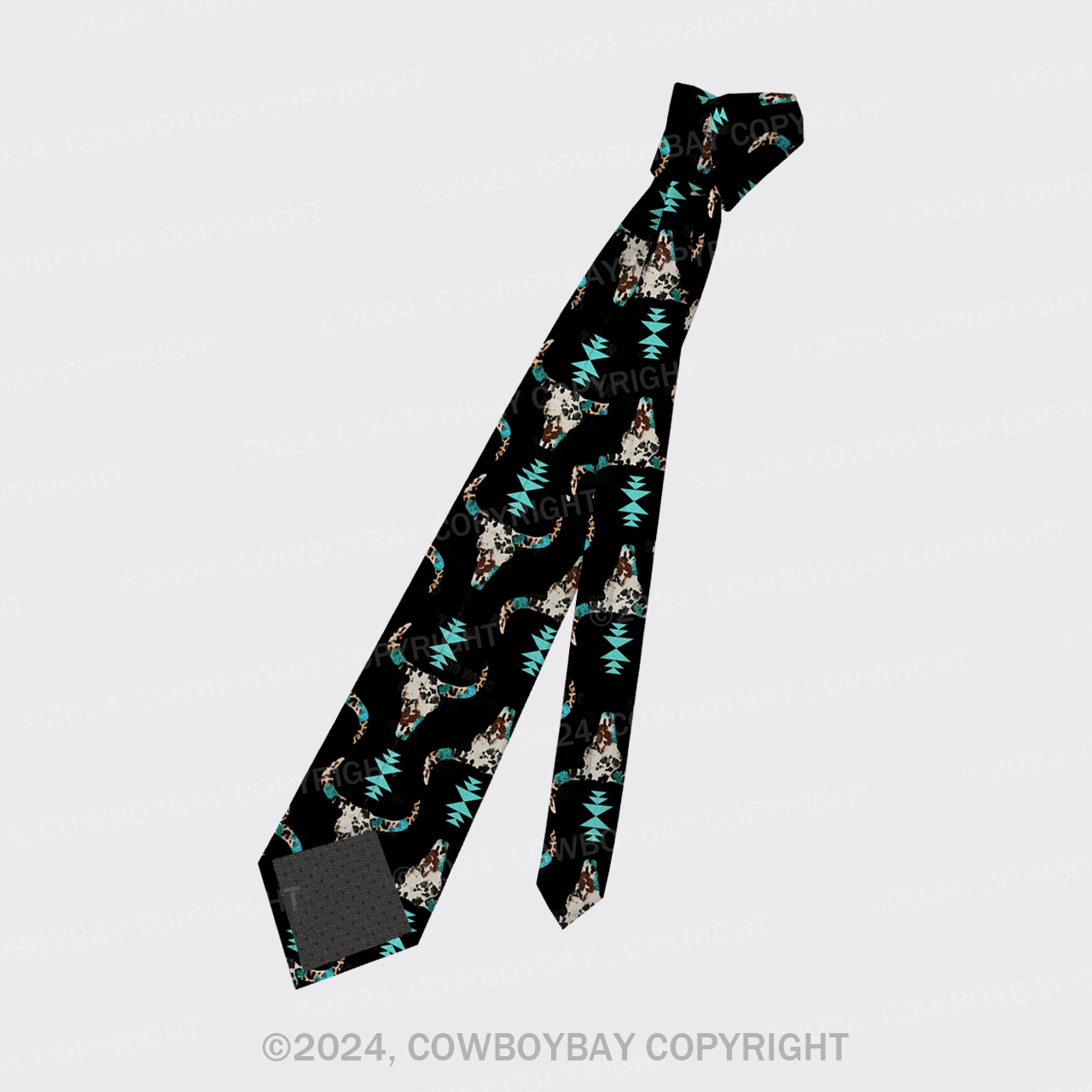 Western Turquoise Silk Necktie