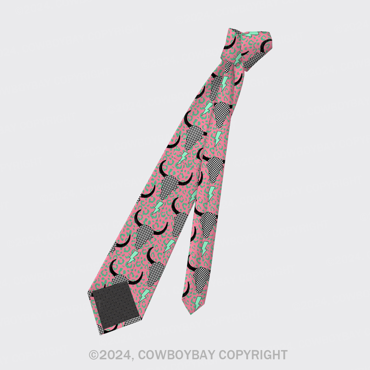 Lightning Bull Skull Silk Necktie
