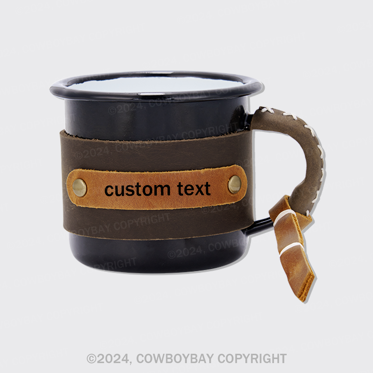 Custom Leather Vintage Mug Enamel Cup